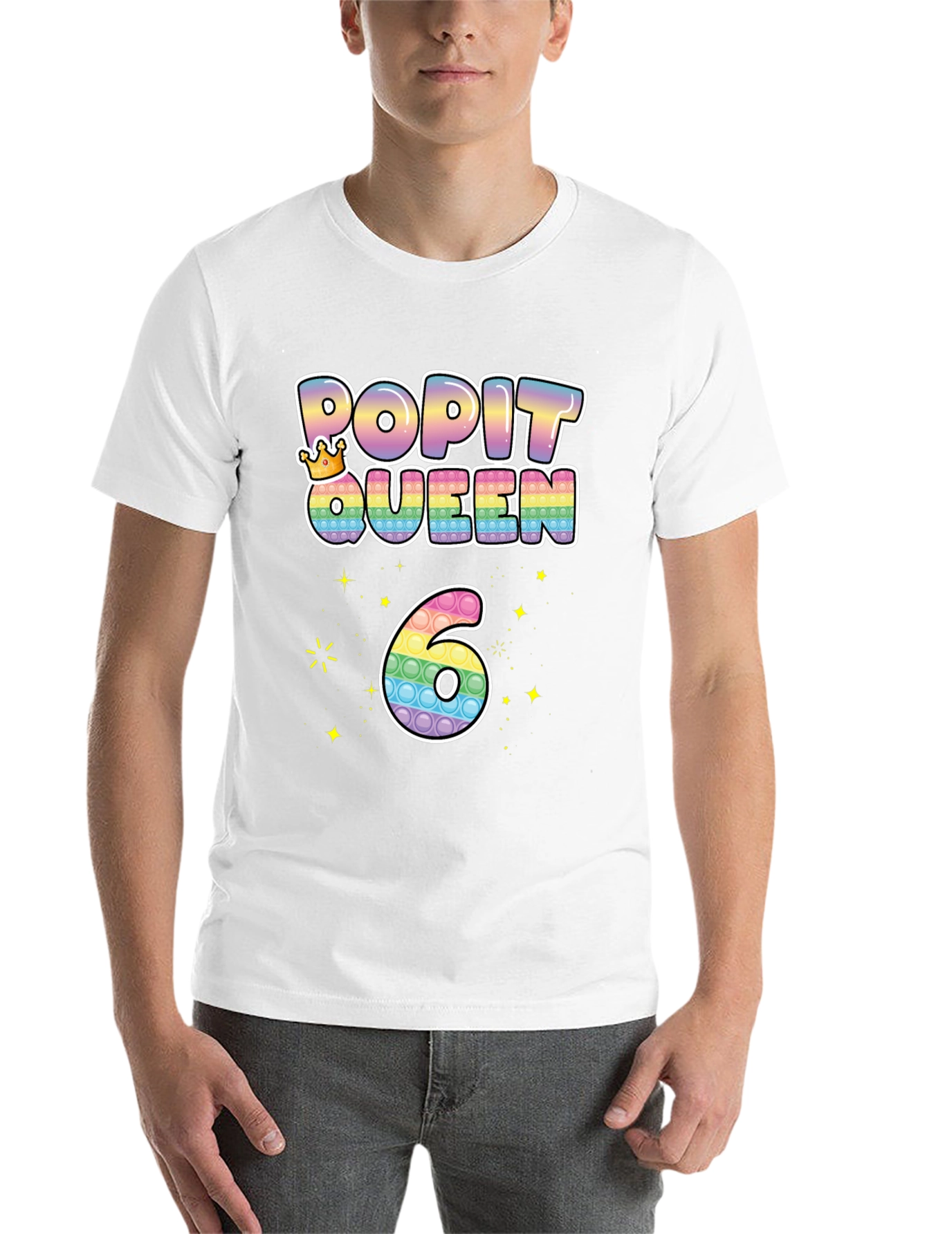 Black Pop It Queen 6th Birthday T-Shirt view 14