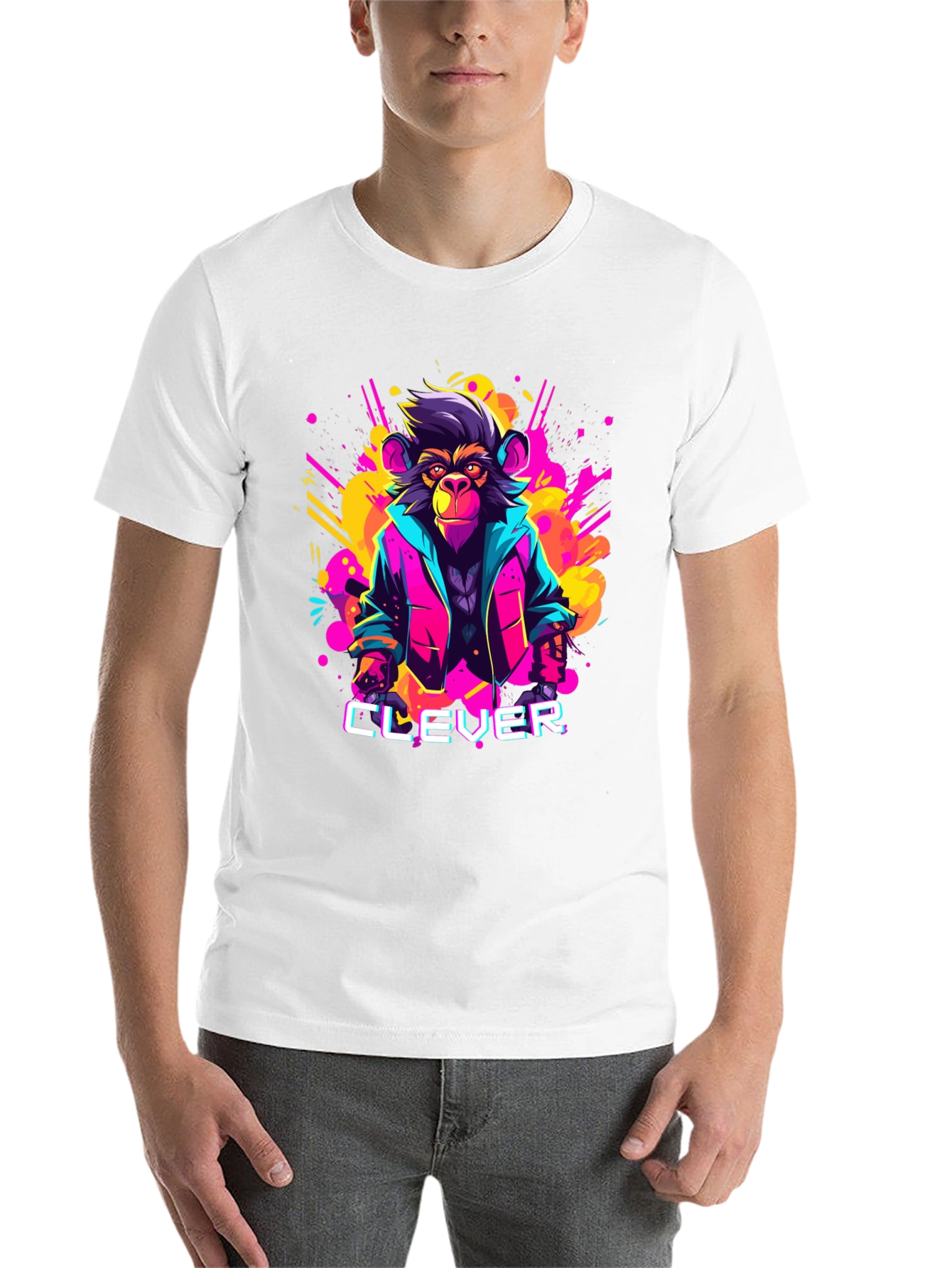 Black Clever Monkey Graphic Tee - Retro 80s Style view 14