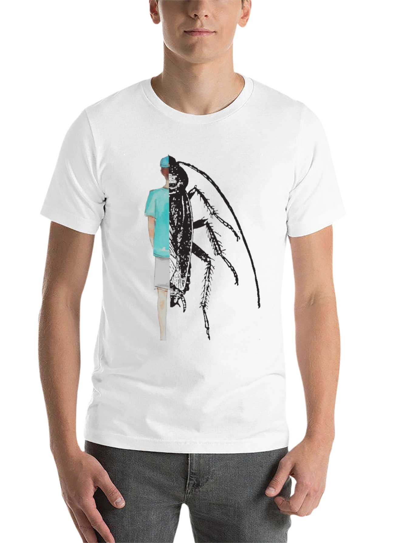 Black Surreal Surgeon Cockroach Graphic Tee - Black Cotton view 14