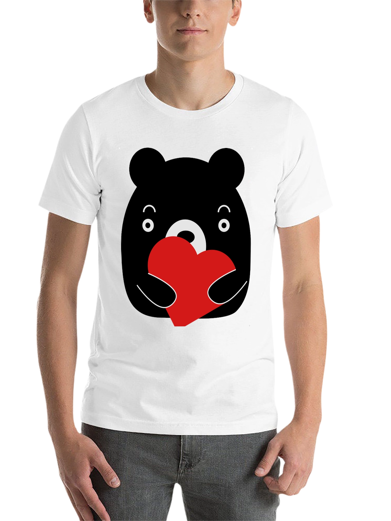 Black Bear Hug Heart Graphic Black T-Shirt view 14