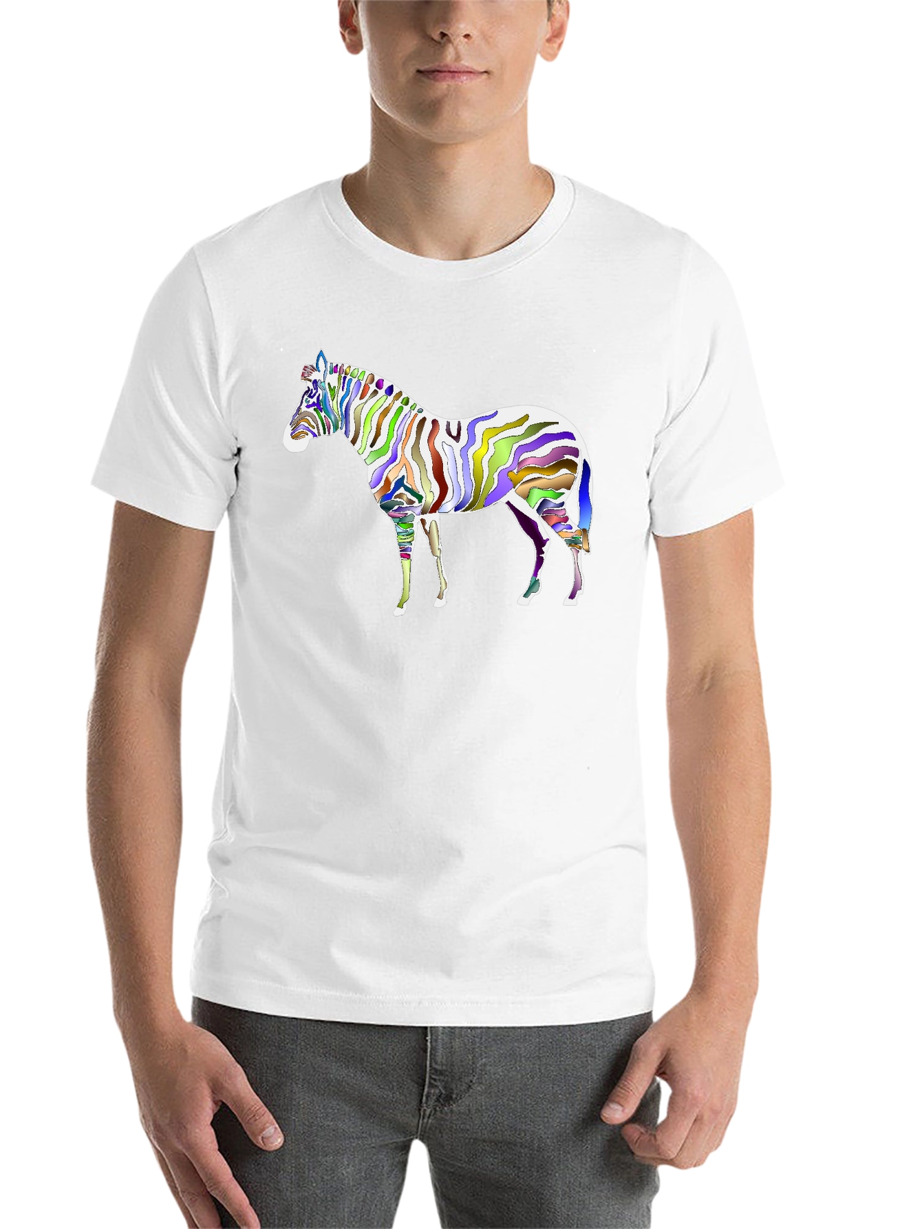 Black Colorful Zebra Graphic Black T-Shirt view 14