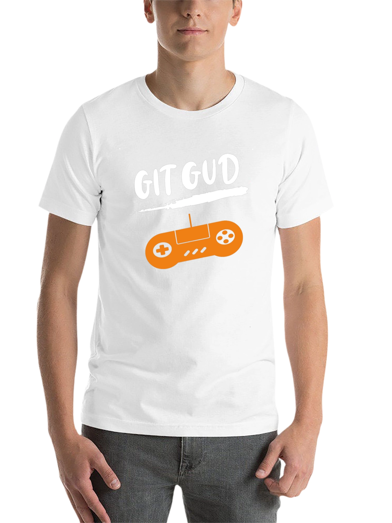 Black Git Gud Gamer T-Shirt - Black Cotton Tee with Controller Design view 14