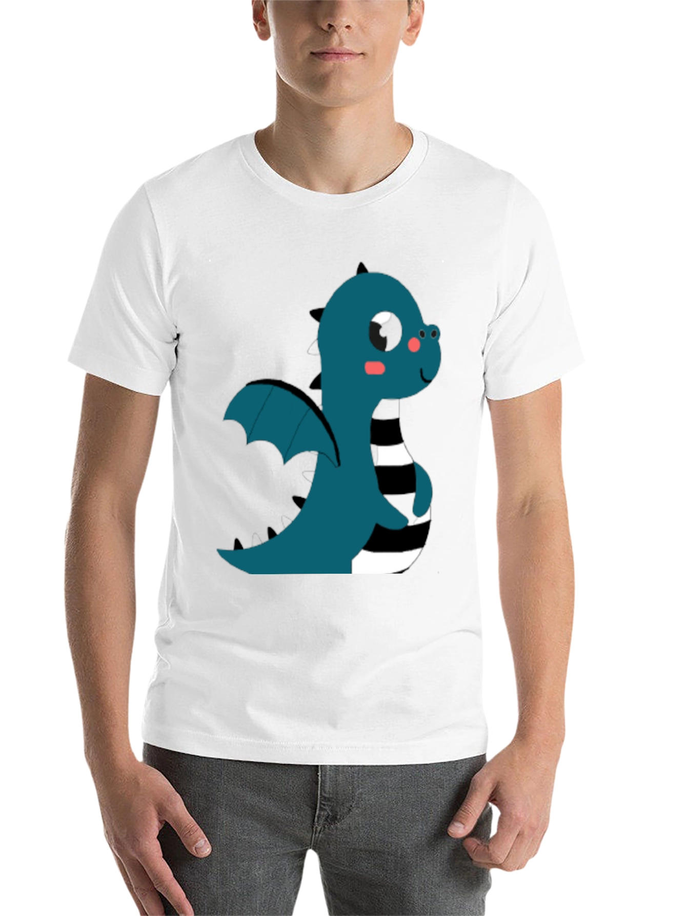 Black Cute Cartoon Dragon T-Shirt view 14