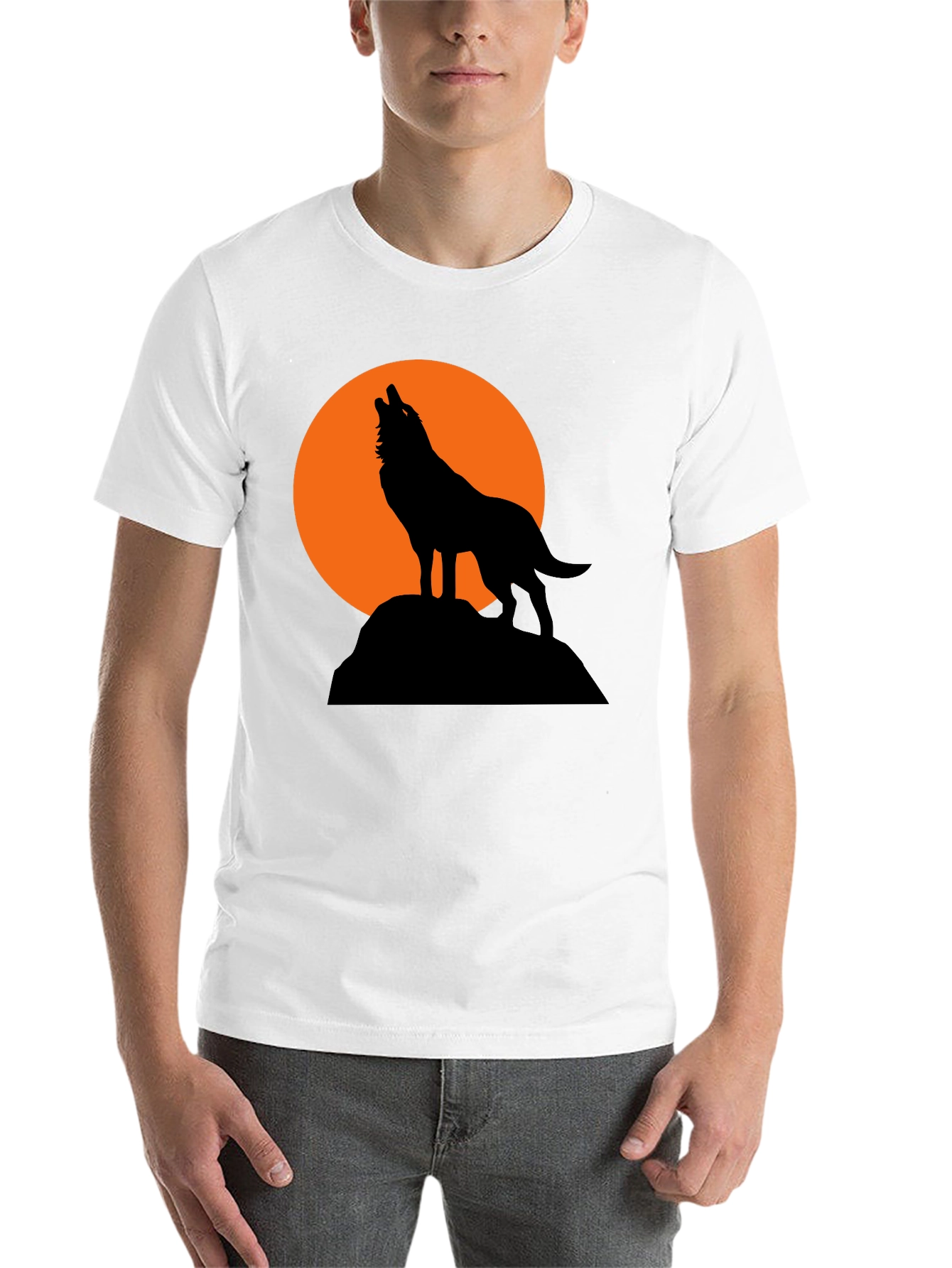 Black Wolf Howling at Moon Graphic T-Shirt view 14