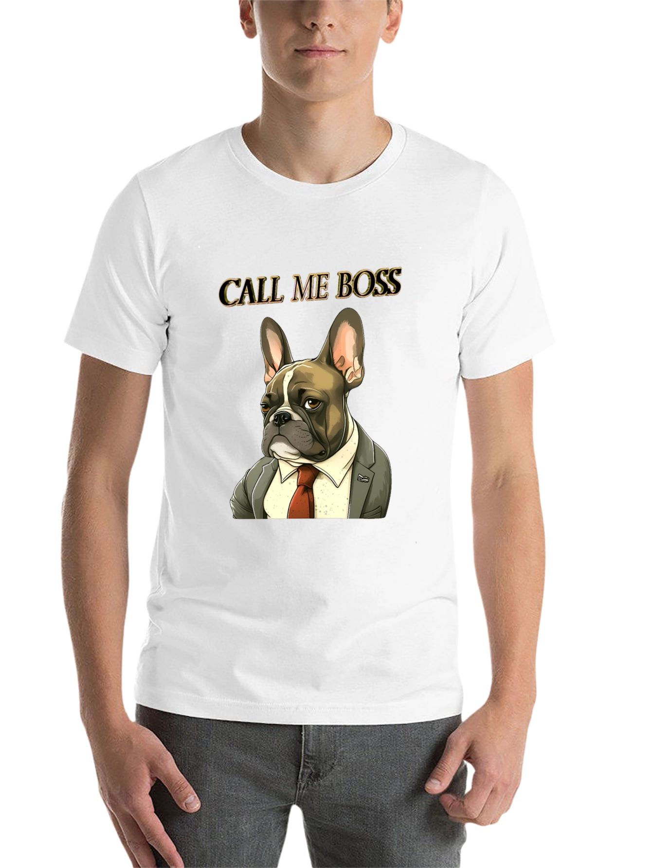 Black Call Me Boss Bulldog Graphic Tee - Black view 14