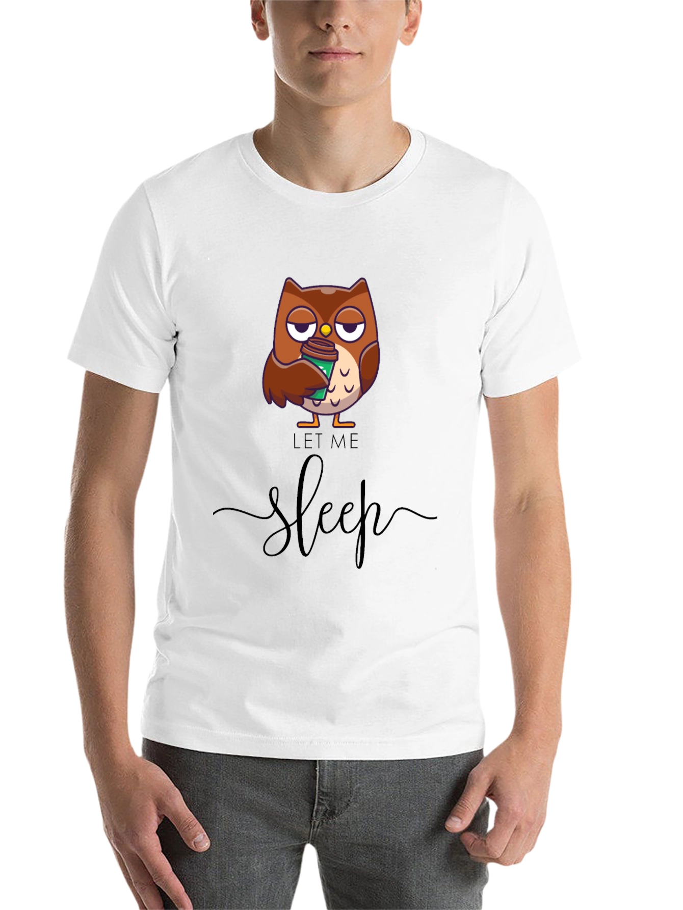 Black Let Me Sleep Owl T-Shirt - Coffee Lover Tee view 14