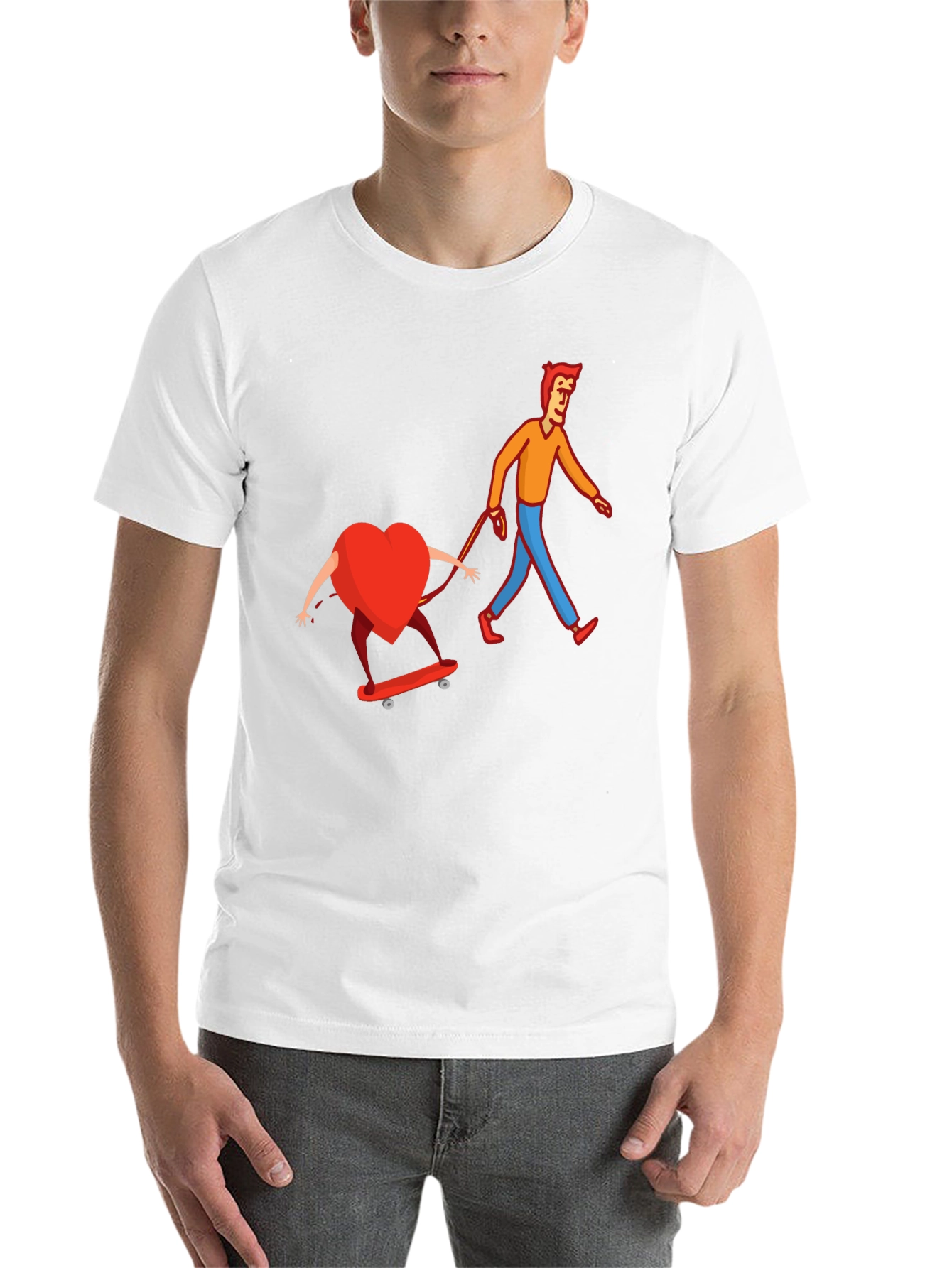 Black Heart on Skateboard Funny Graphic Tee view 14