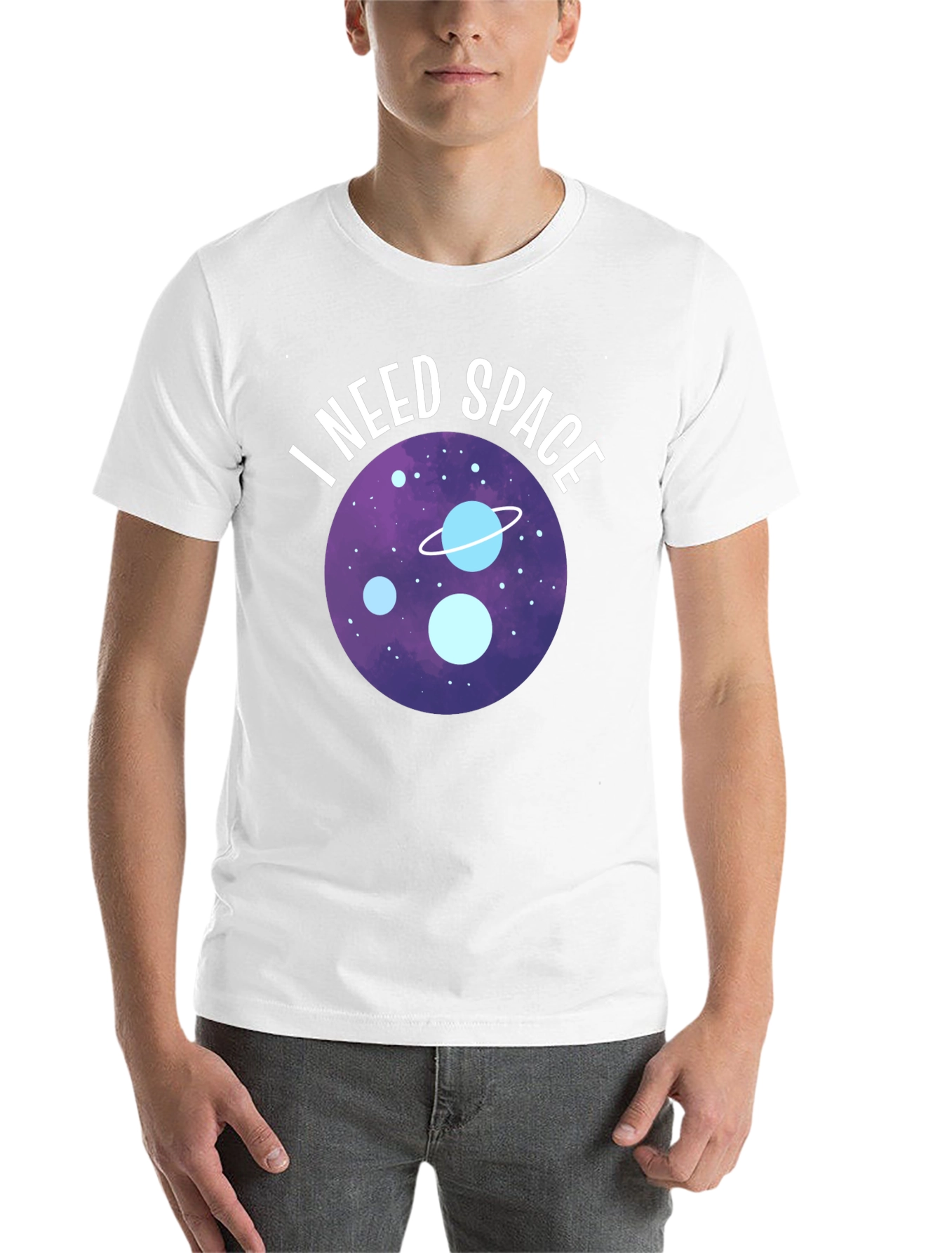 Black I Need Space Graphic T-Shirt - Black Crew Neck Tee view 14