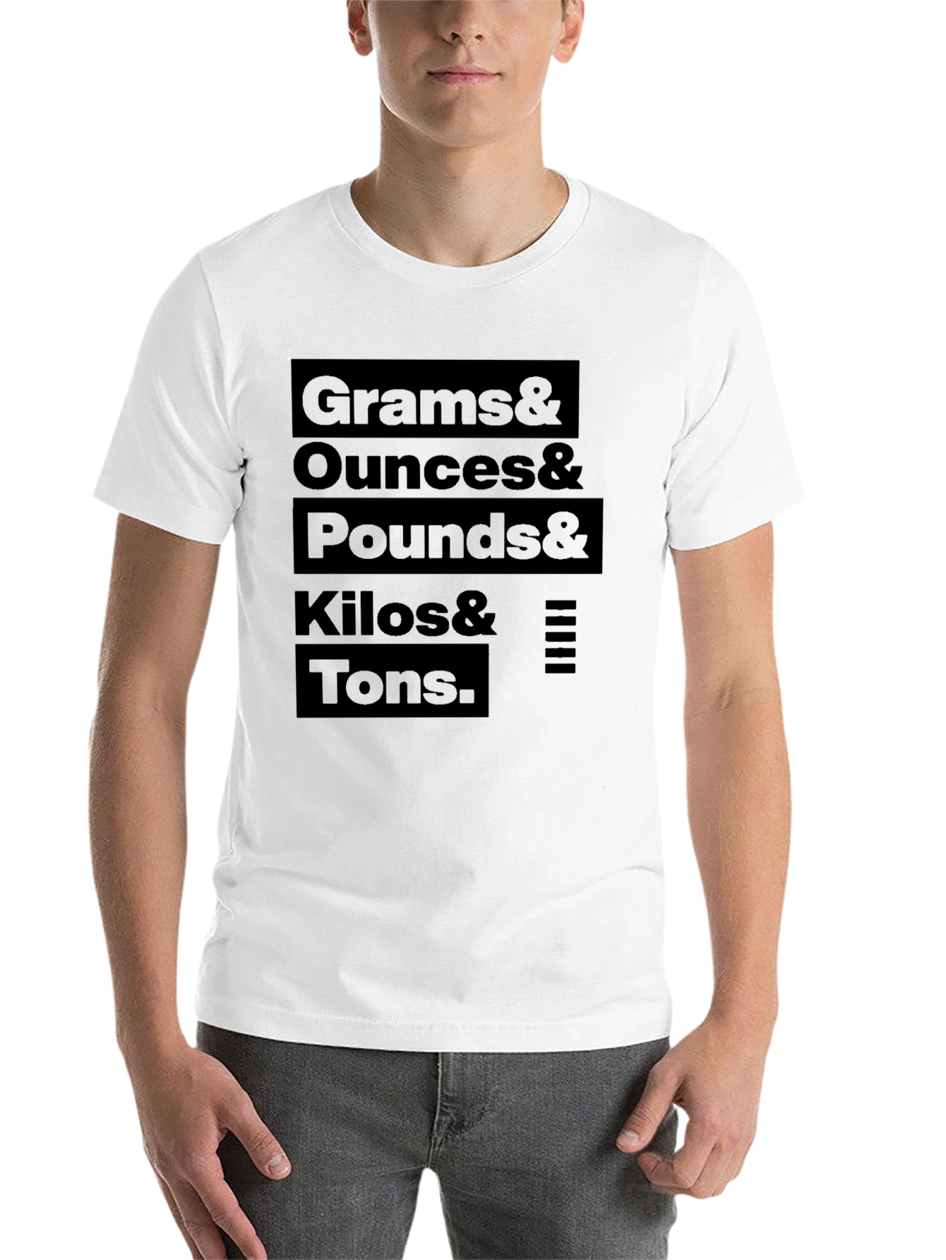 Black Grams to Tons T-Shirt - Funny Weight Conversion Tee view 14