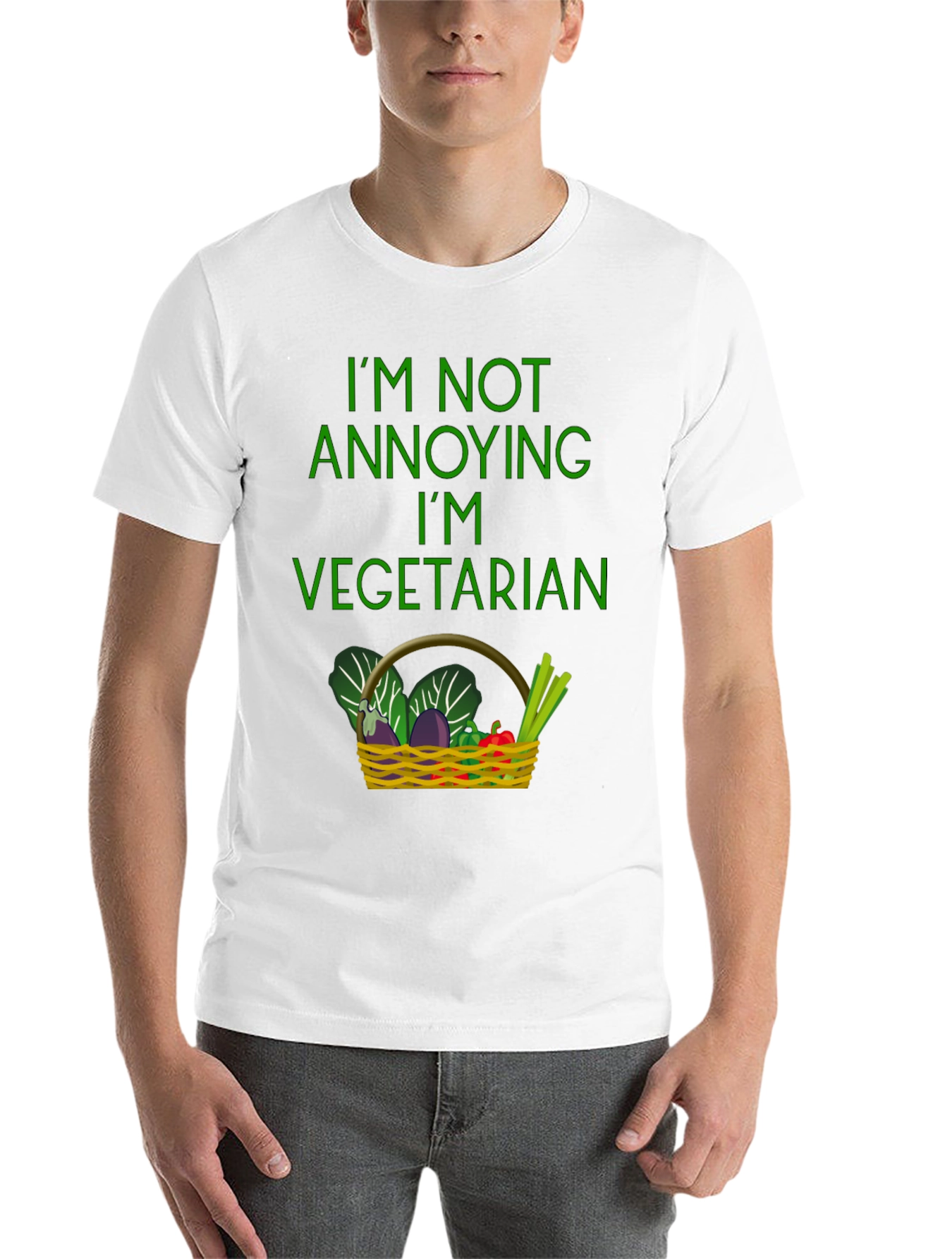 Black Funny Vegetarian T-Shirt - Basket of Veggies view 14