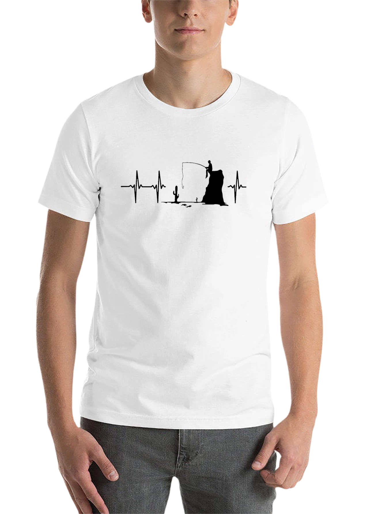 Black Fishing Heartbeat T-Shirt - Desert Angler view 14