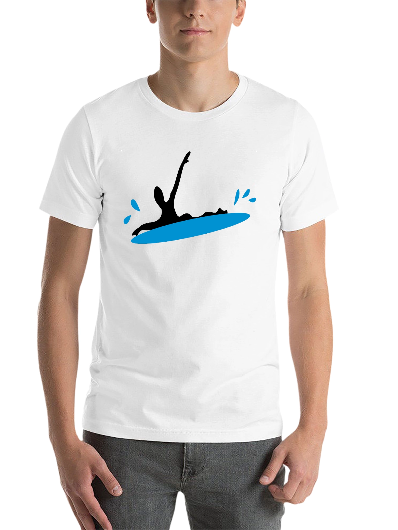 Black Surfing Silhouette Black T-Shirt view 14
