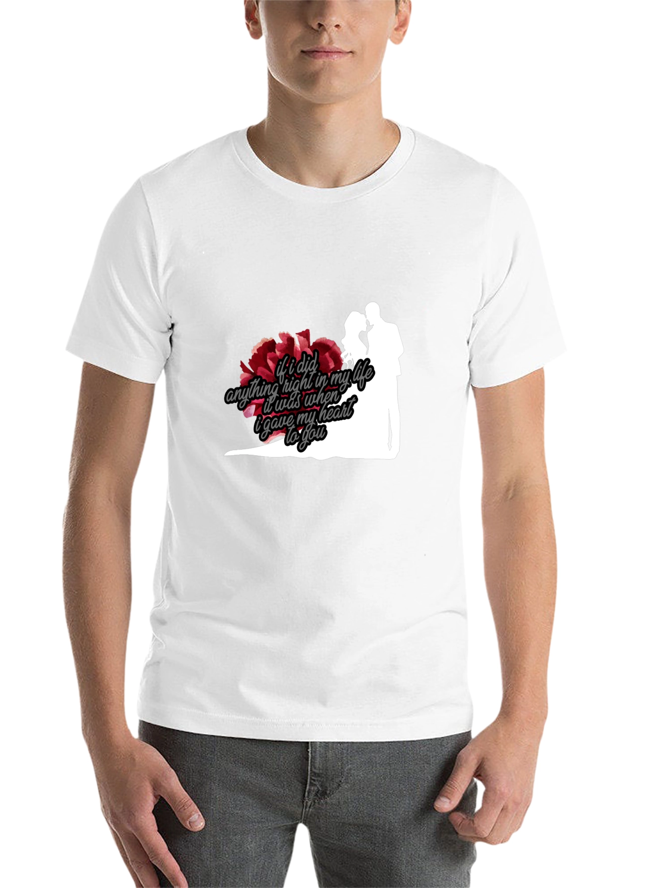Black Romantic Couple Silhouette T-Shirt view 14