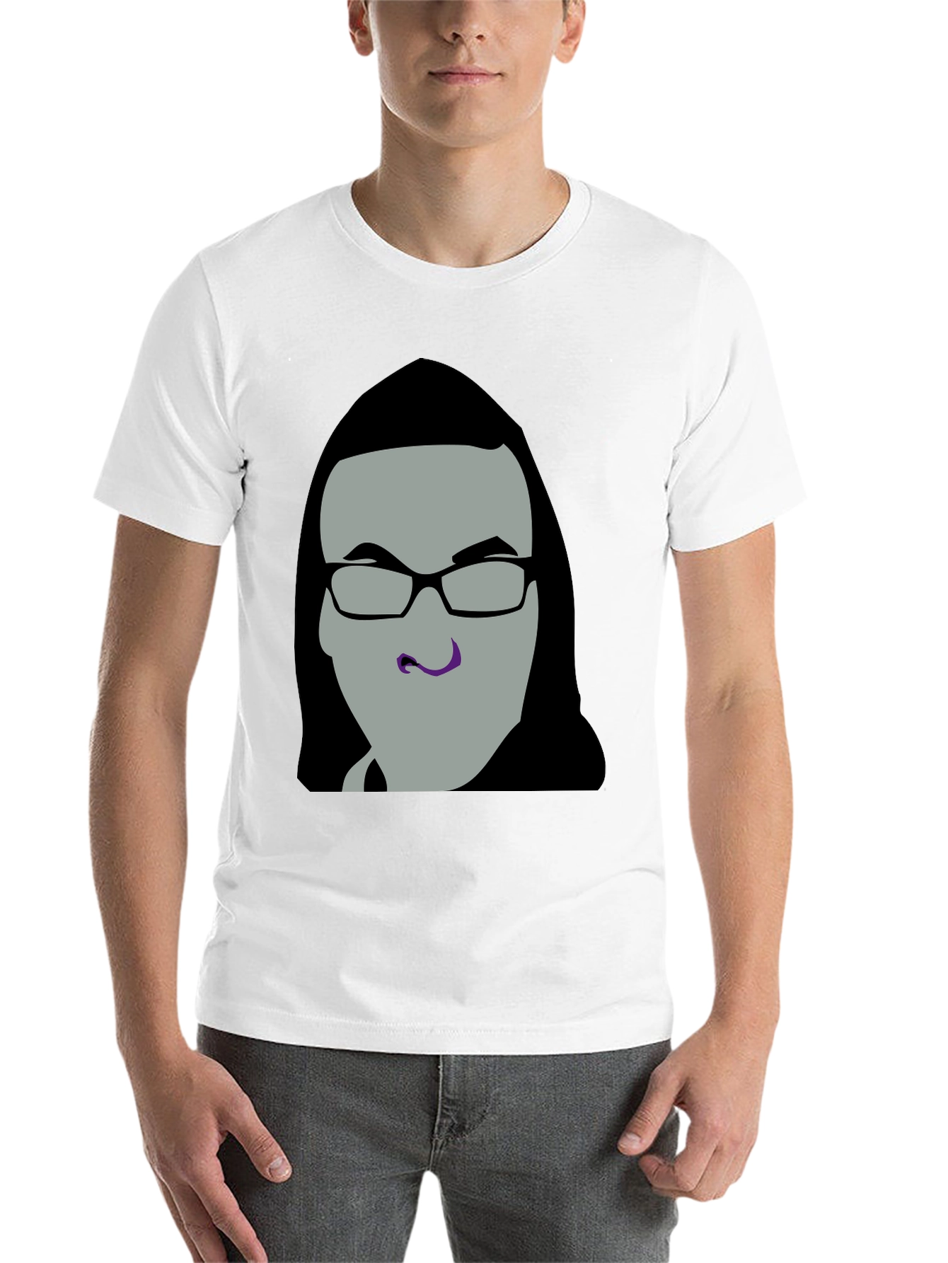 Black Graphic Tee - Man with Glasses view 14