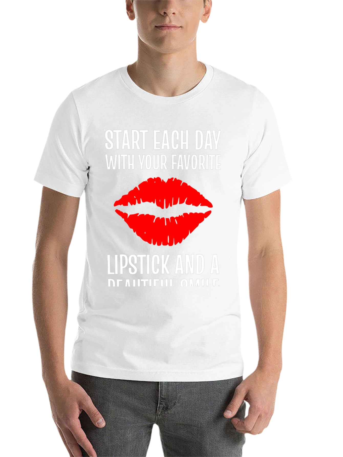 Black Lipstick Kiss T-Shirt - Start Each Day With Your Favorite view 14
