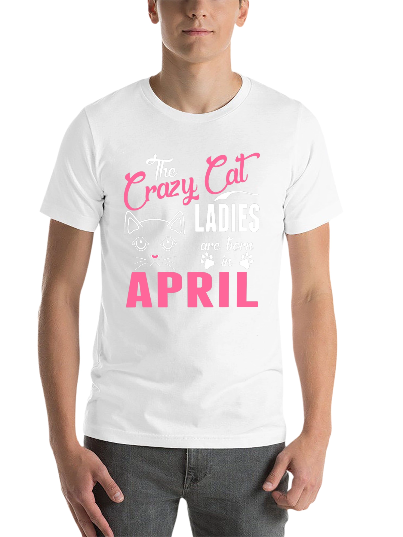 Black Crazy Cat Ladies Born in April T-Shirt view 14