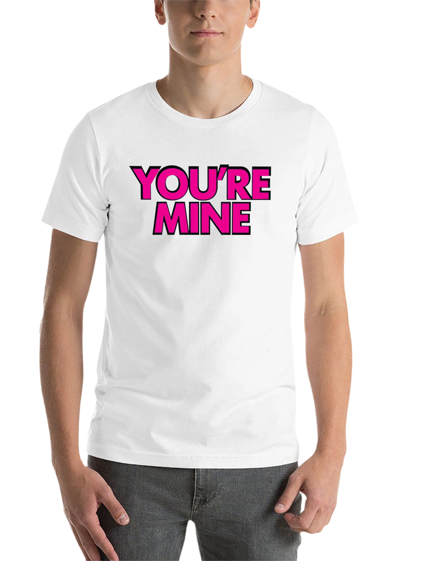 Black You're Mine T-Shirt - Black with Pink Text view 14