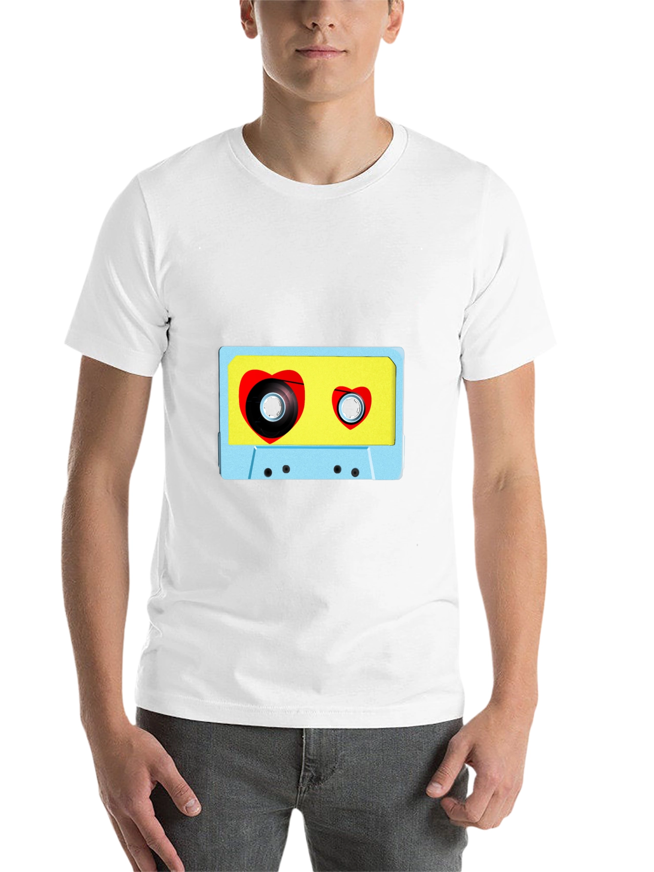 Black Retro Love Tape T-Shirt - Vintage Heart Cassette Tee view 14