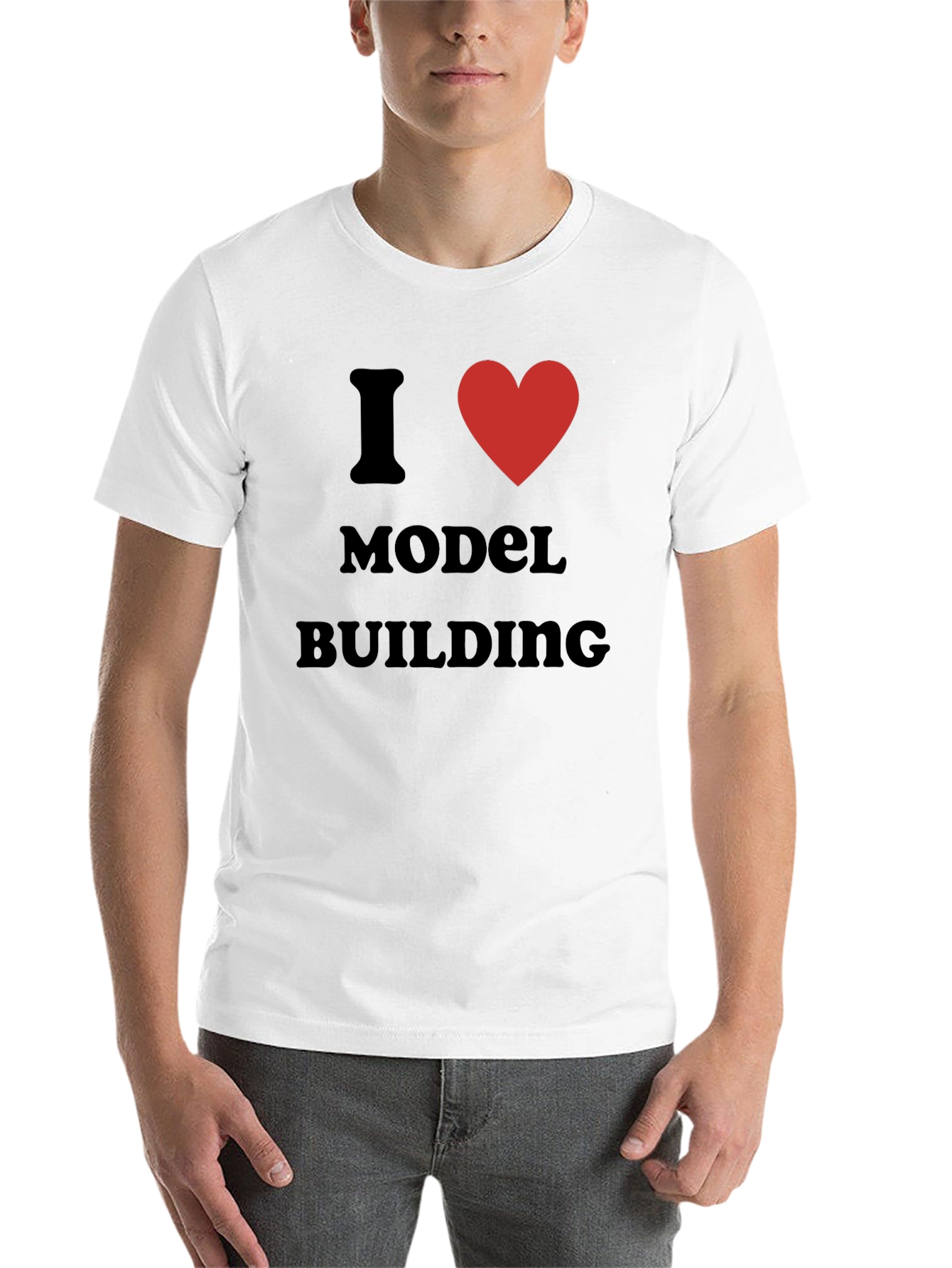Black I Love Model Building Black T-Shirt view 14