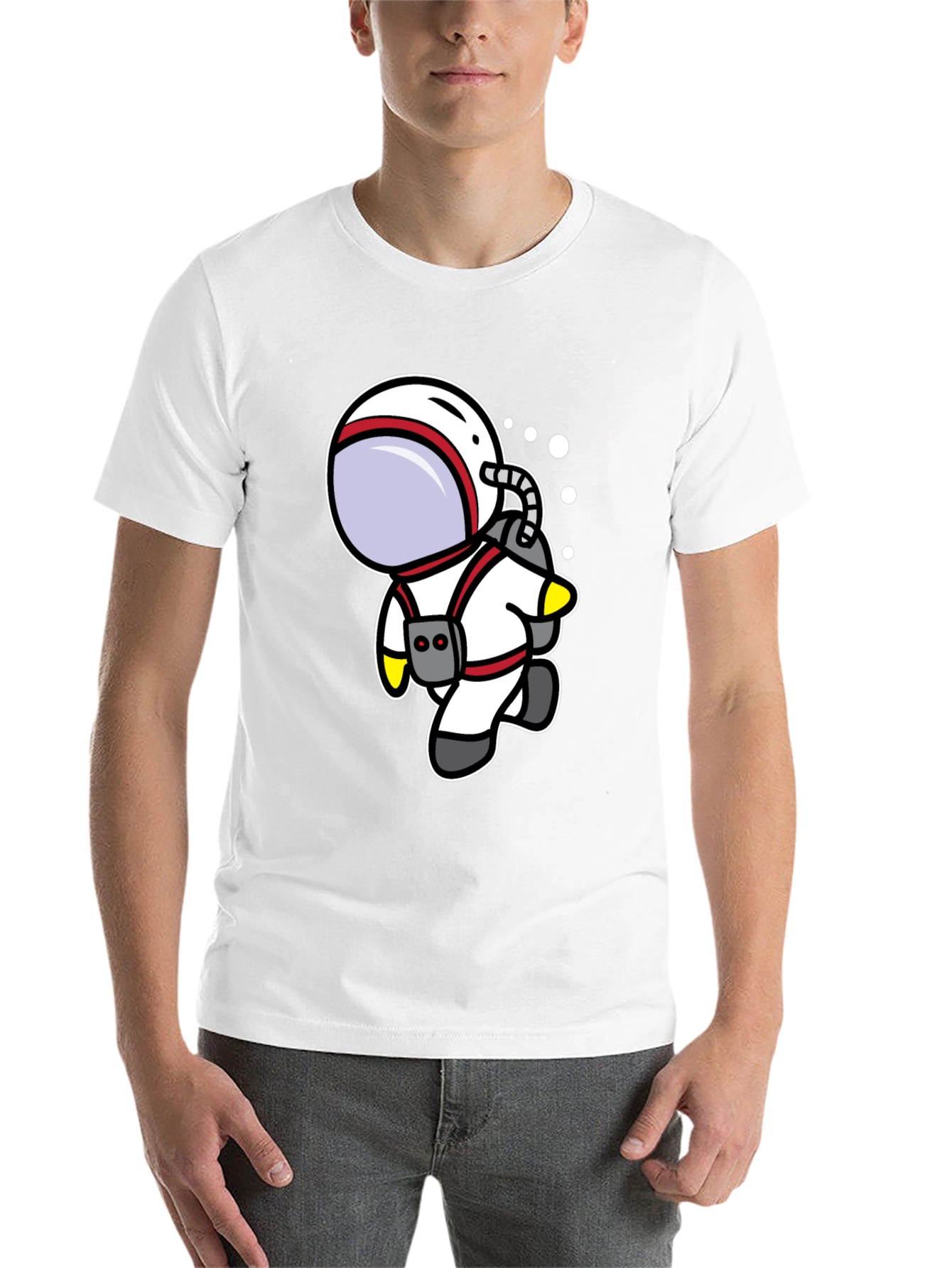 Black Cartoon Astronaut Black T-Shirt view 14