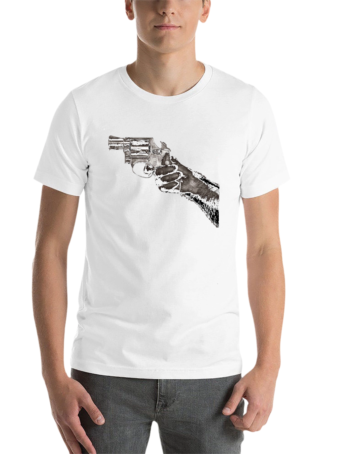 Black Gun Graphic T-Shirt - Black Cotton Blend view 14