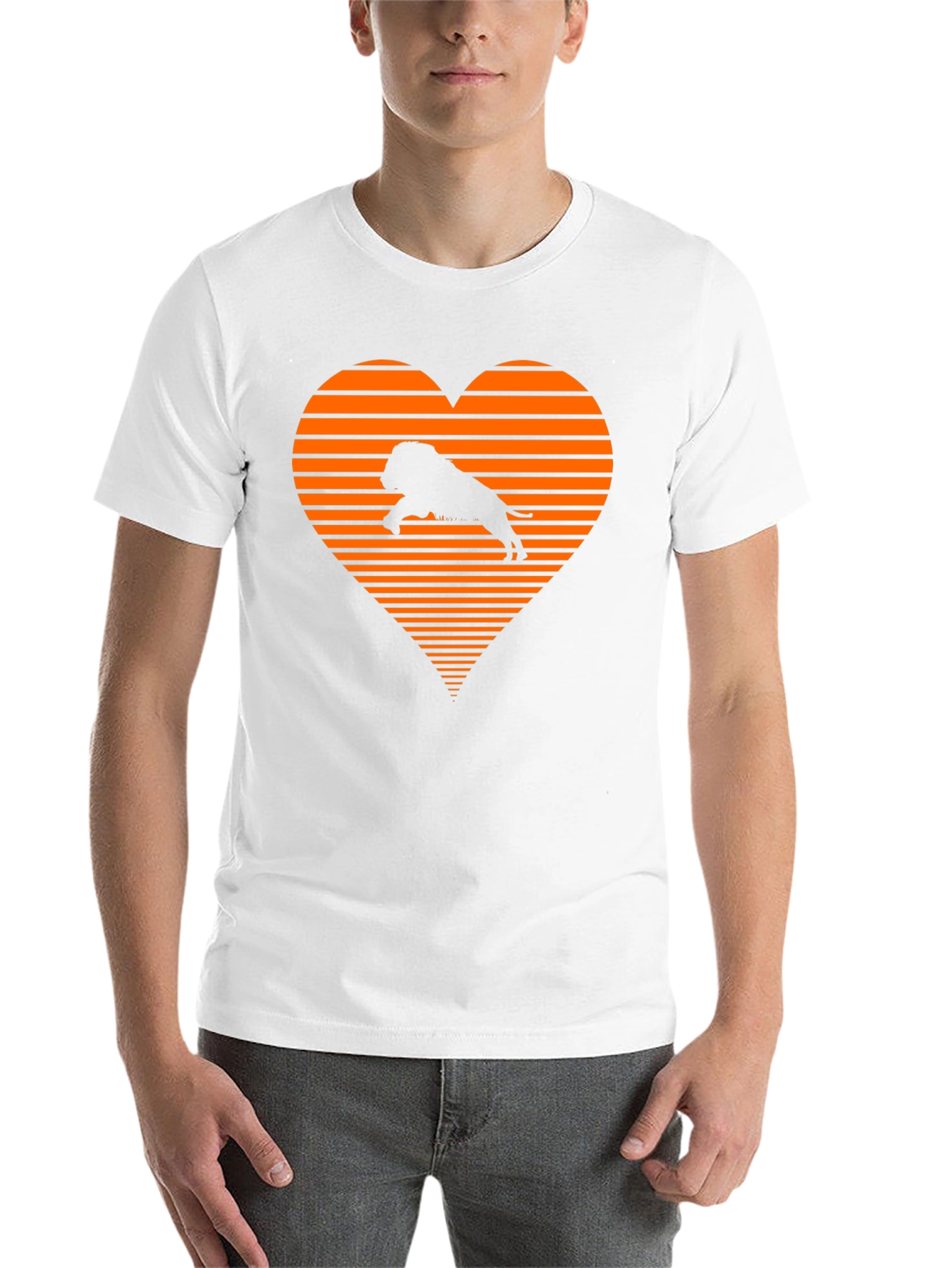 Black Lion Heart Striped Graphic T-Shirt view 14