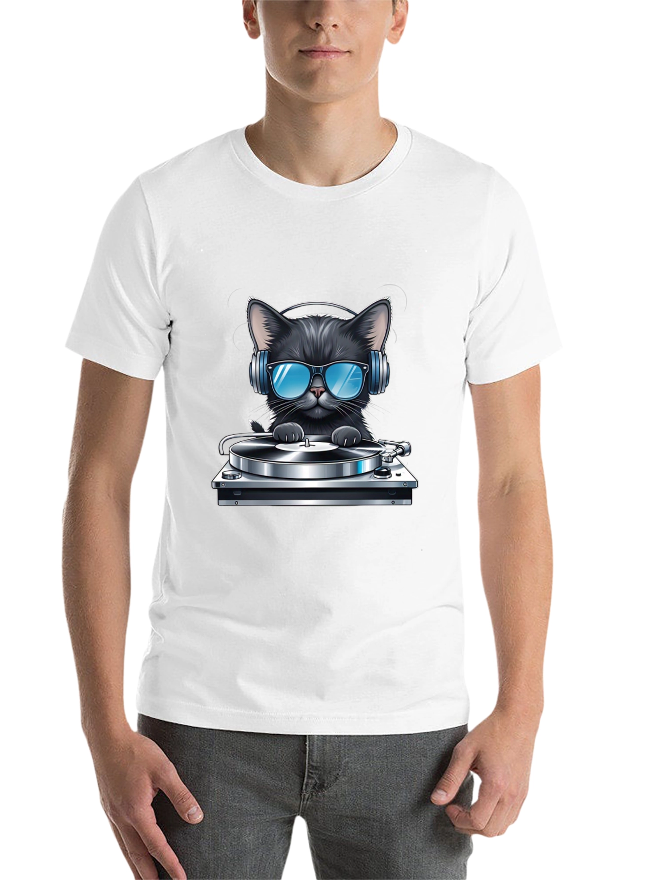 Black DJ Cat T-Shirt - Black view 14