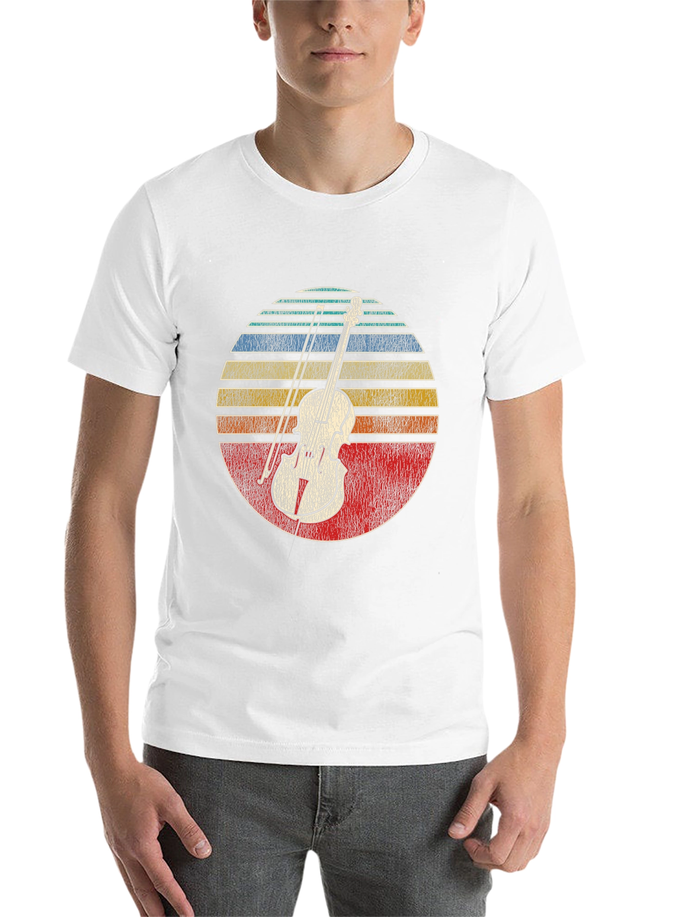 Black Vintage Violin Sunset Graphic Tee view 14