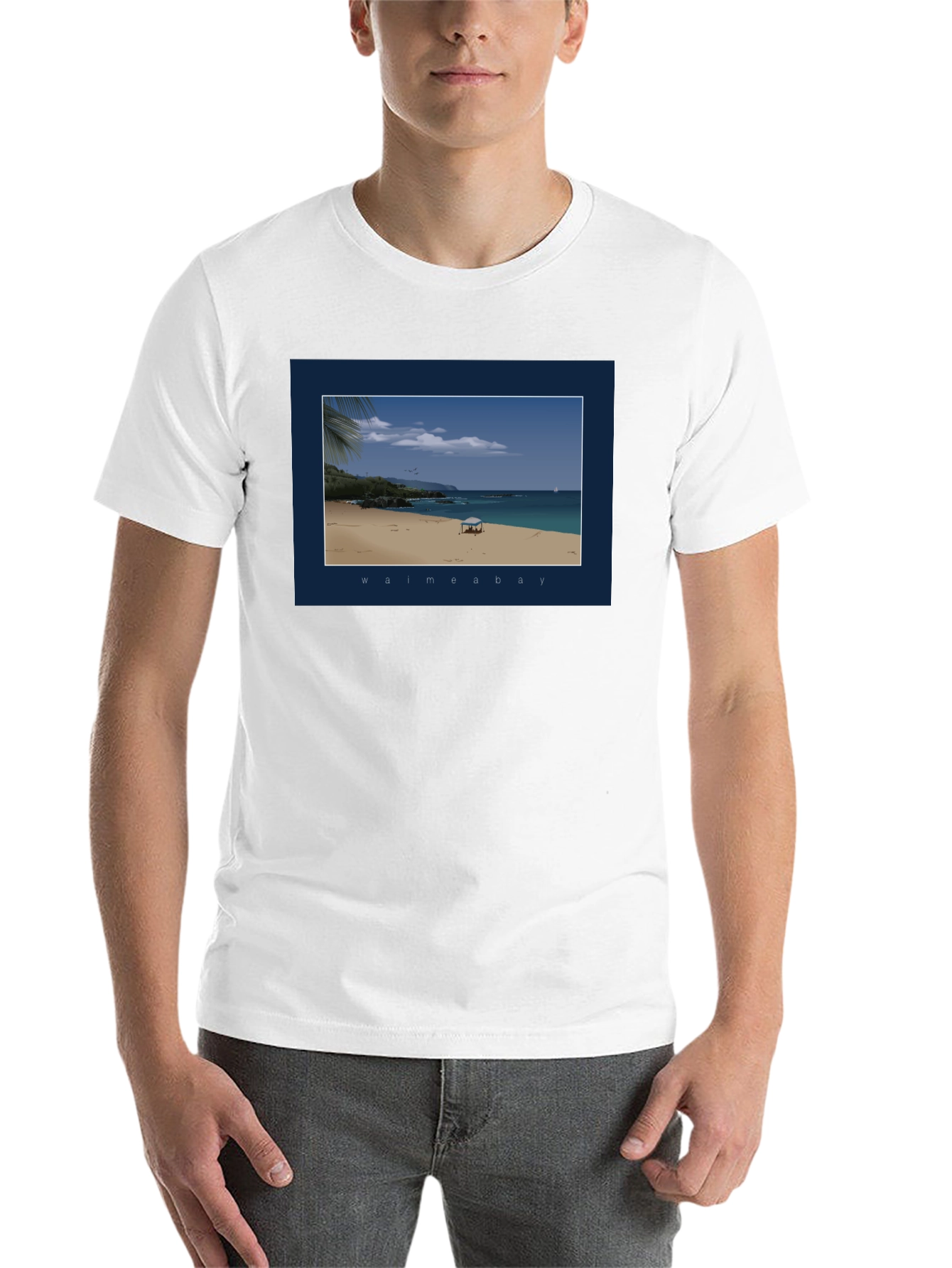 Black Waimea Bay Graphic T-Shirt - Beach Scene Print view 14