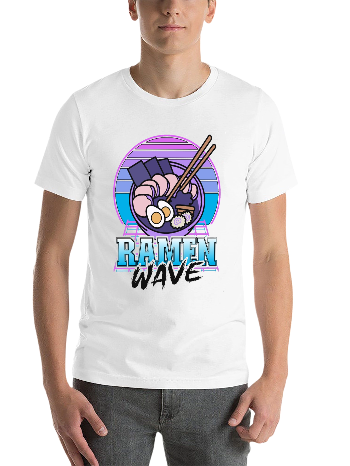 Black Retro Ramen T-Shirt - 80's Vaporwave Style Tee view 14