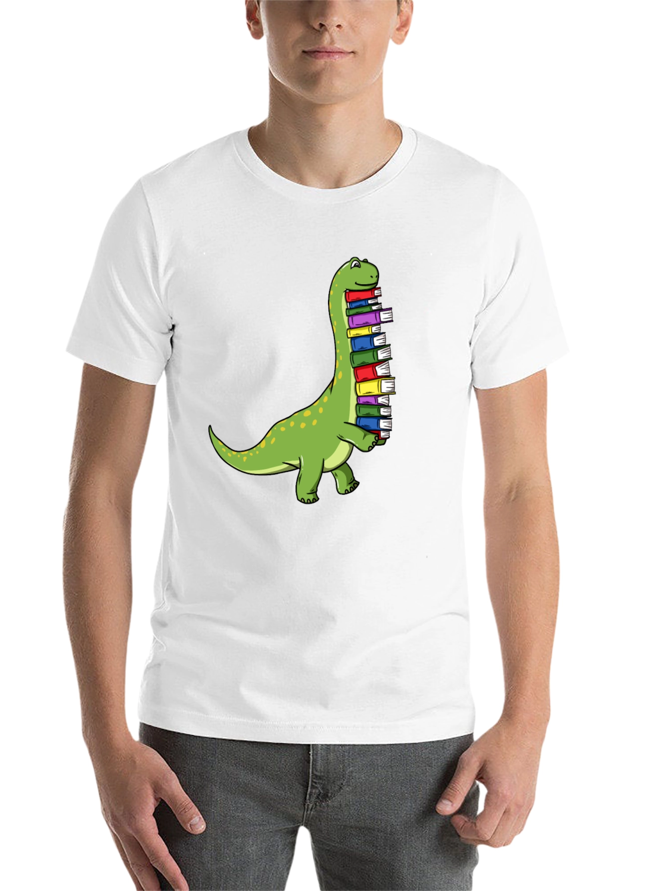 Black Dino Bookworm Tee - Cute Dinosaur Reading T-Shirt view 14