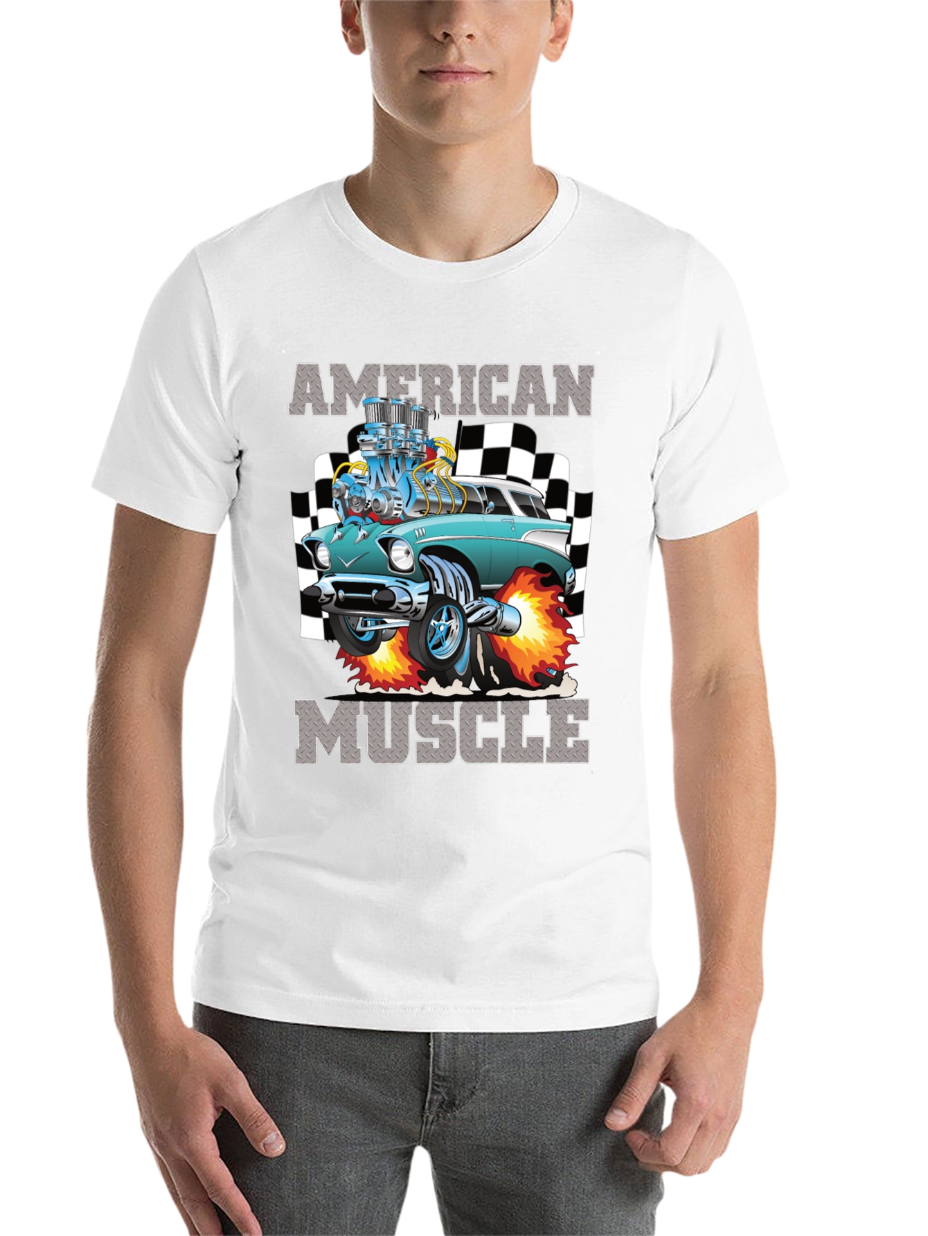 Black American Muscle Car Graphic T-Shirt view 14