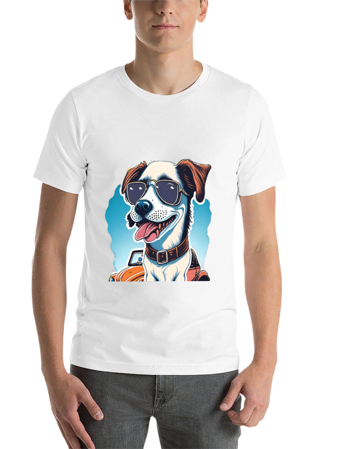 Black Cool Dog Tee: Sunglasses Pup Car Ride view 14