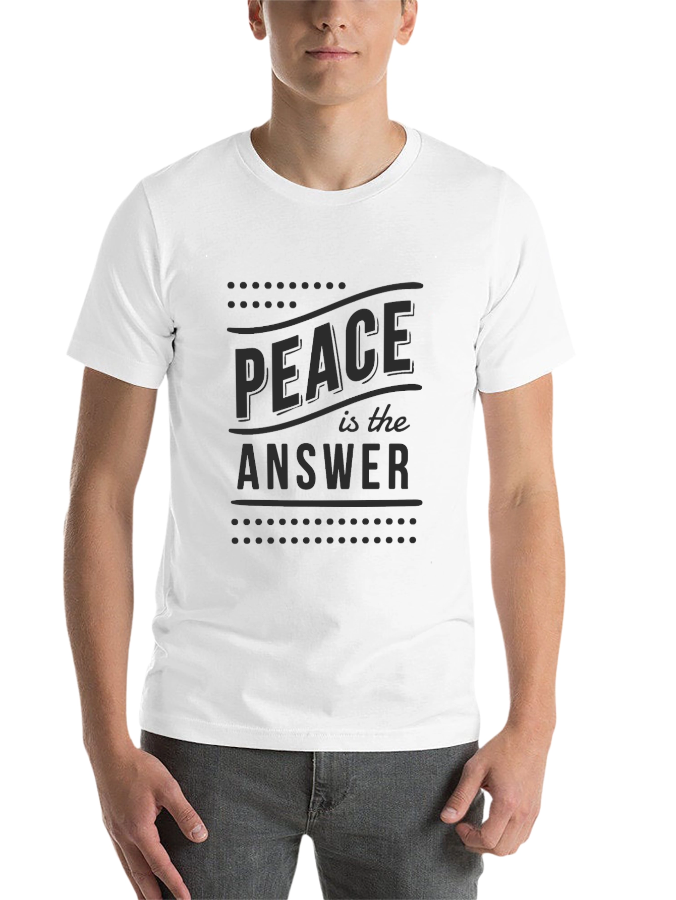 Black Peace is the Answer Graphic Tee - Classic Crew Neck T-Shirt view 14