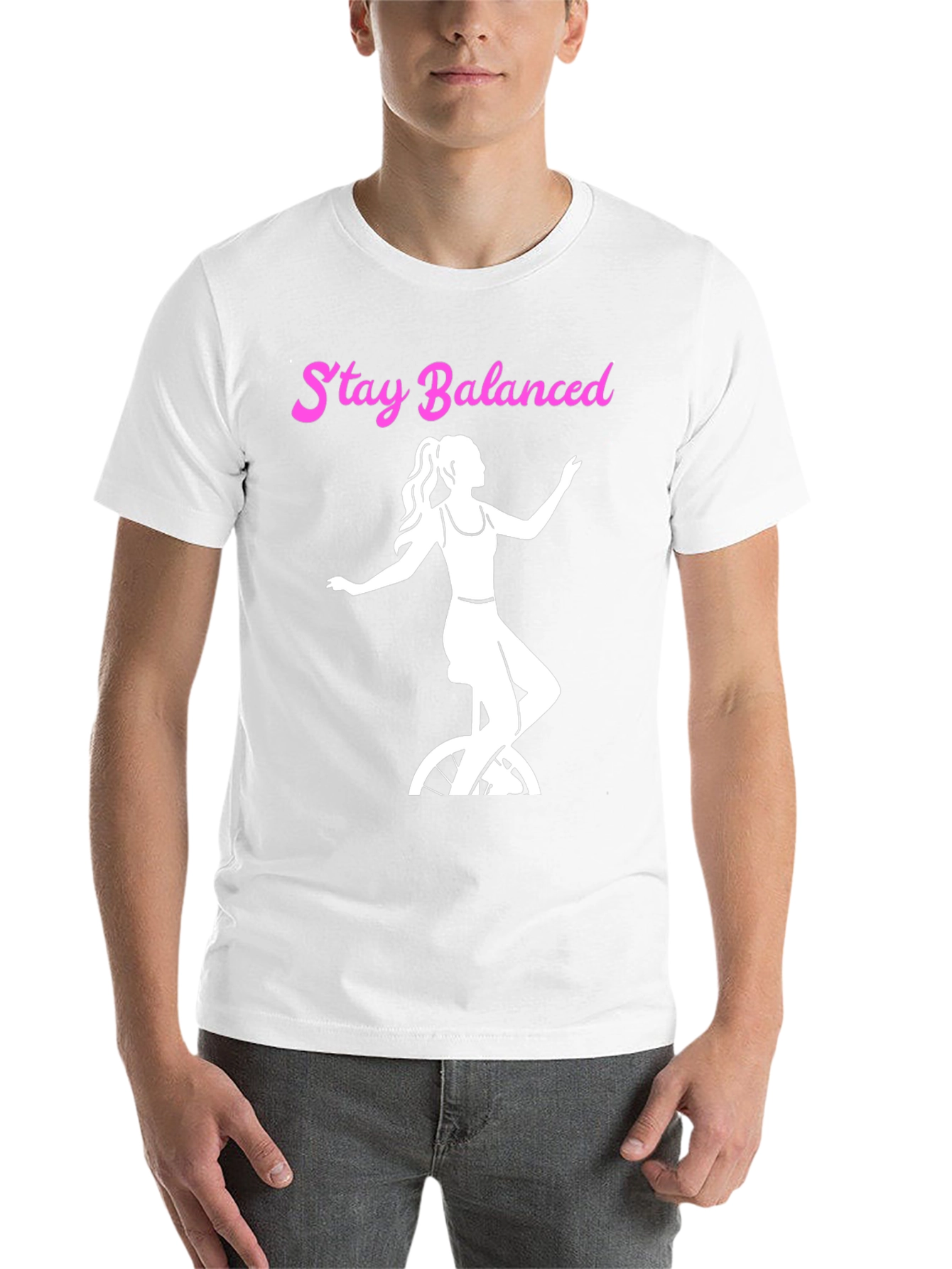 Black Stay Balanced Graphic Tee - Unicycle Design view 14
