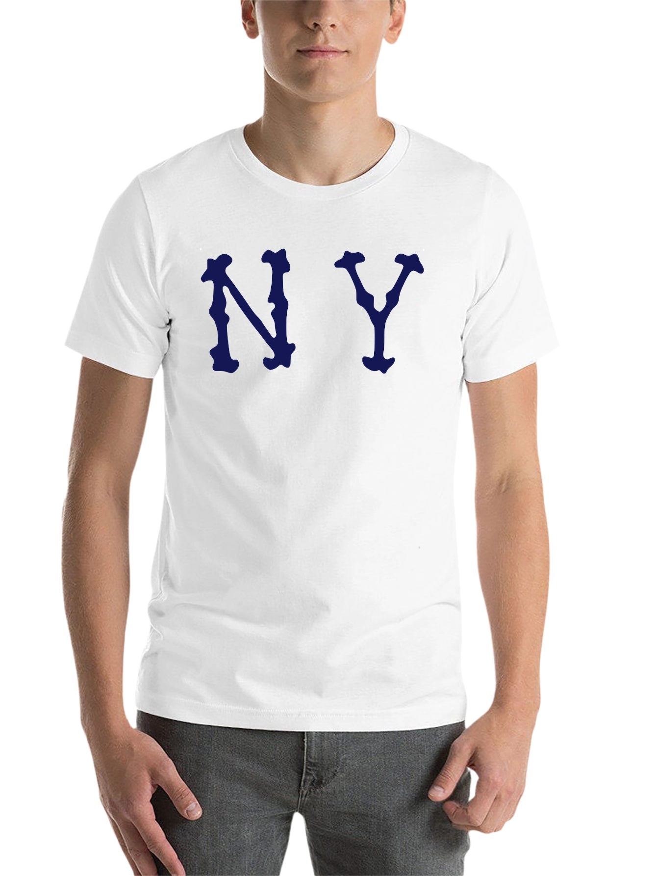 Black NY Letter Graphic Tee - Short Sleeve, Crew Neck, Casual Fit view 14