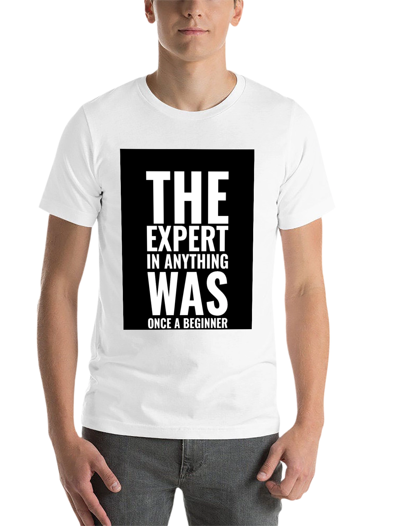 Black Expert Beginner T-Shirt - Motivational Black Tee view 14
