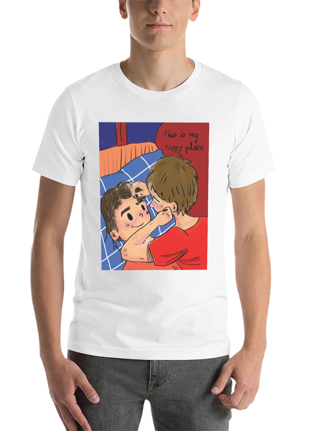 Black Romantic Cartoon Couple Graphic Tee view 14