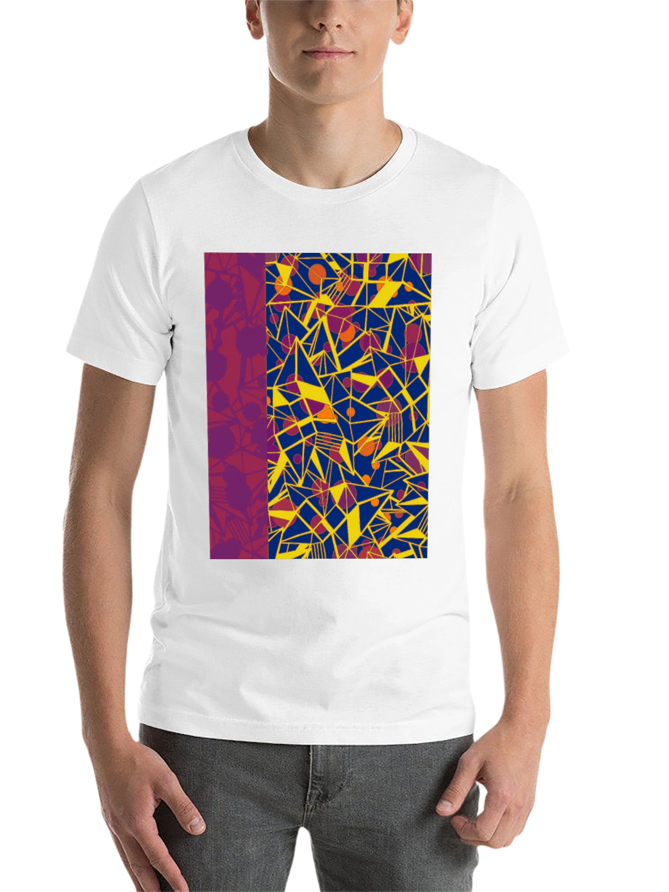 Black Abstract Geometric Print Black T-Shirt view 14