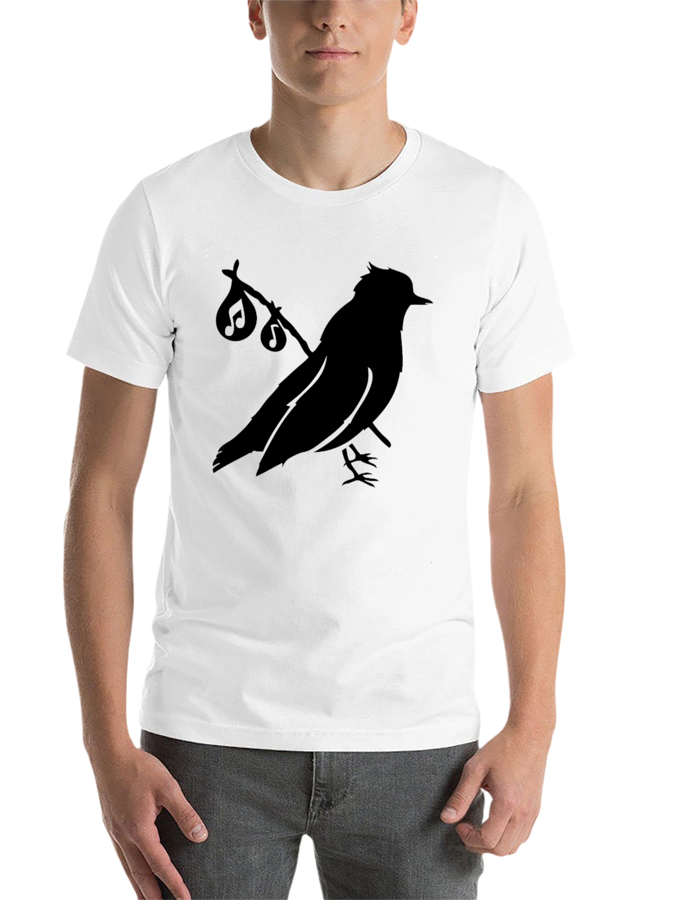 Black Musical Bird Silhouette Black T-Shirt view 14