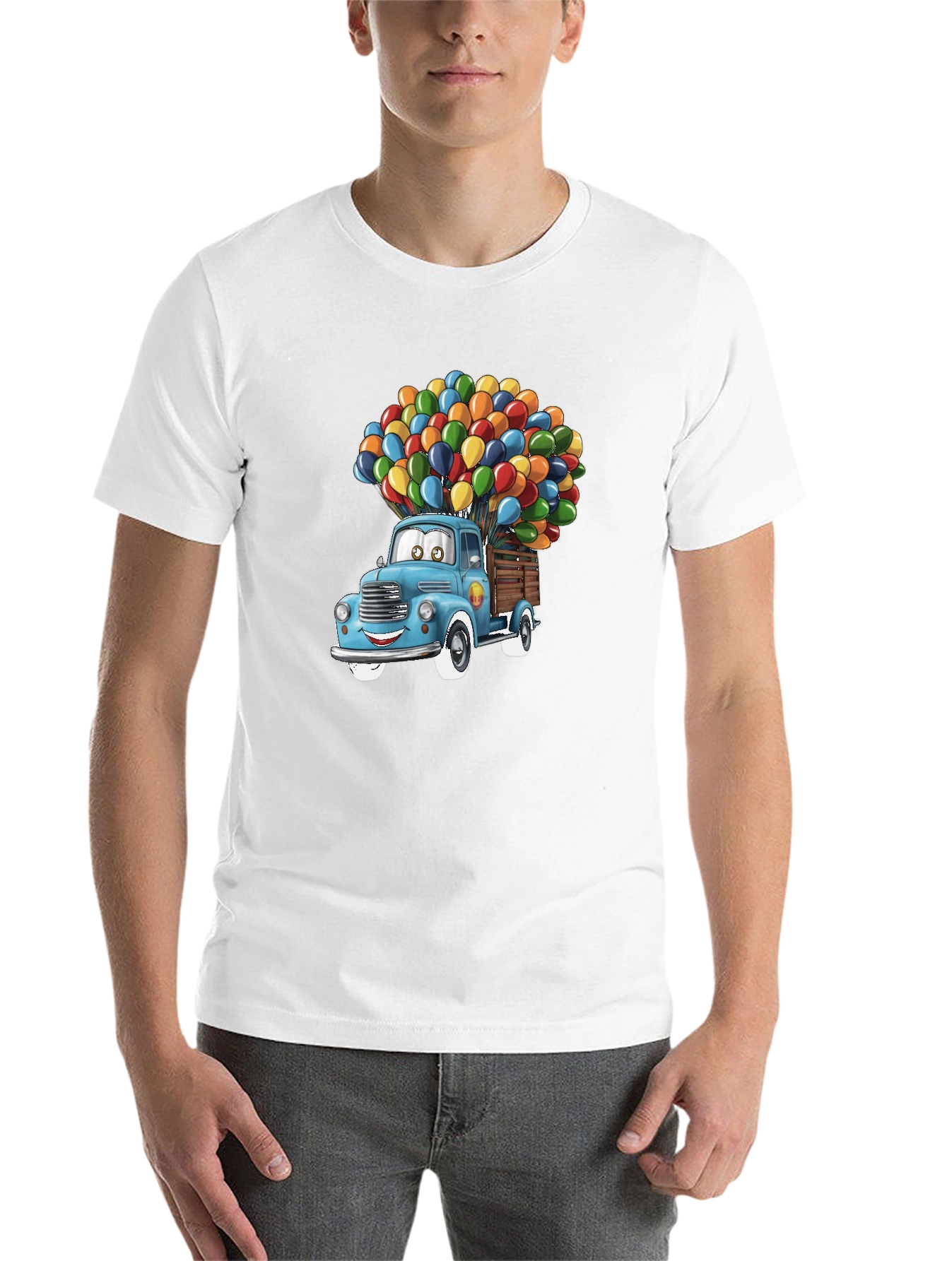 Black Cartoon Truck Balloon Graphic Tee view 14