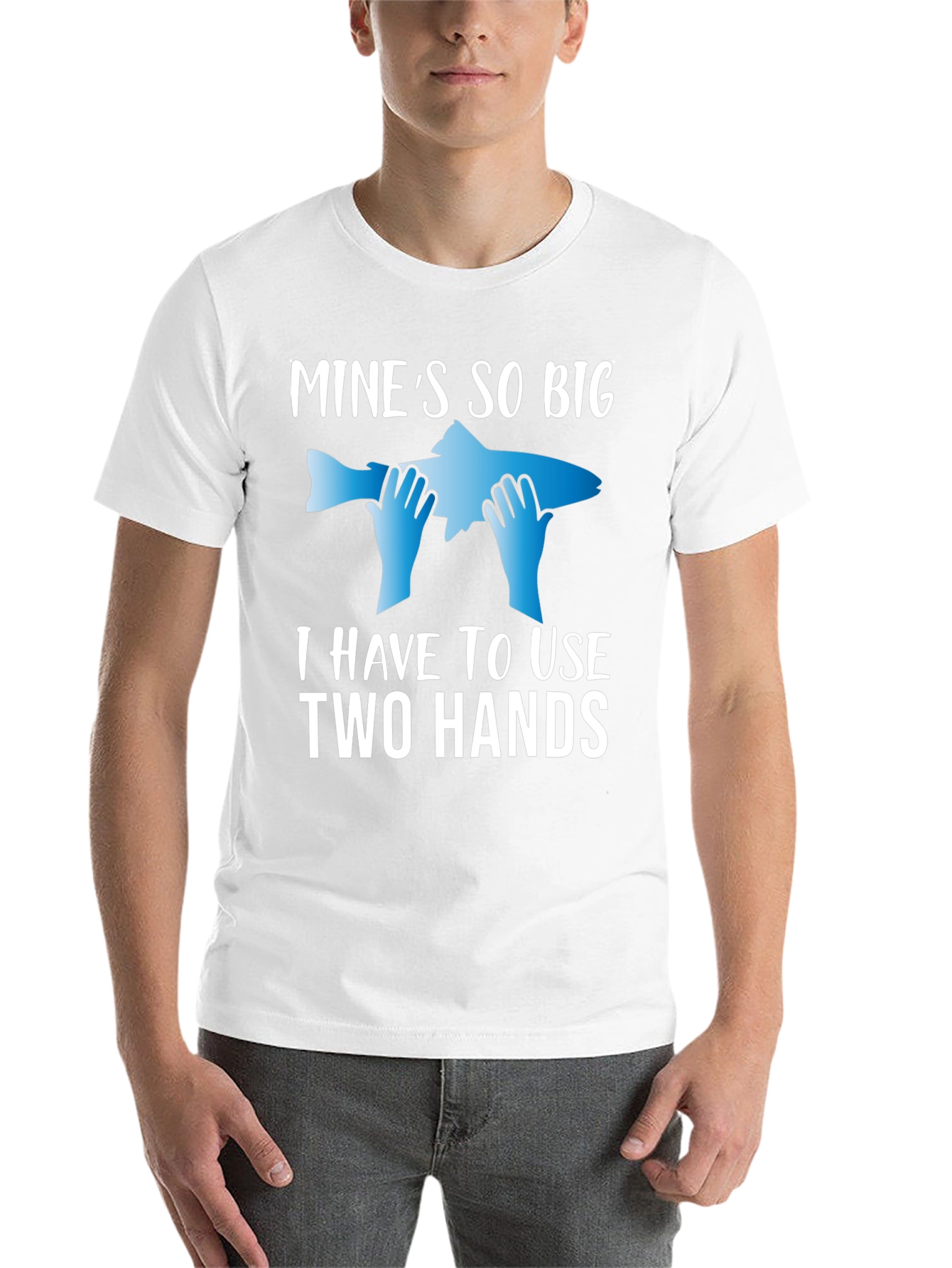 Black Funny Fishing T-Shirt: Mine's So Big - Two Hands! view 14