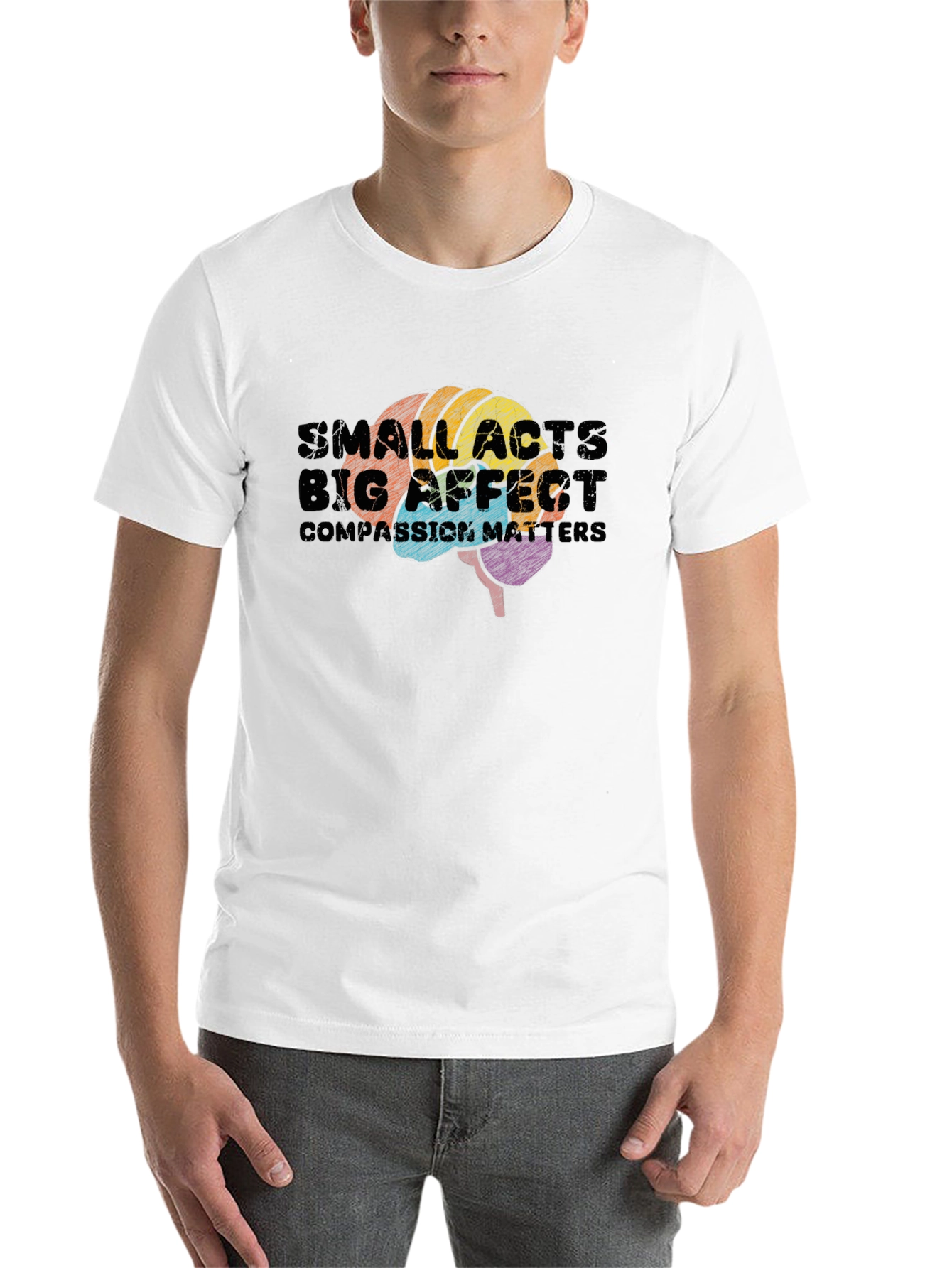 Black Small Acts, Big Affect Brain Graphic T-Shirt view 14