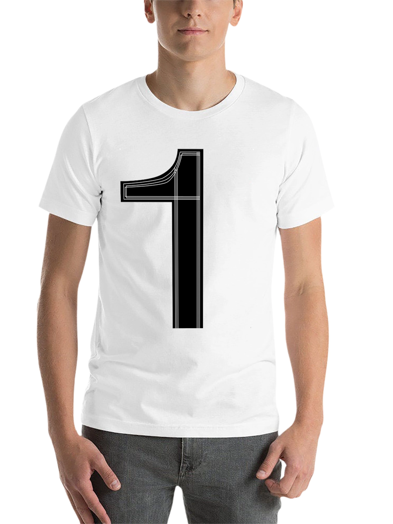 Bold Number One Graphic Tee - Classic Black T-Shirt - 14