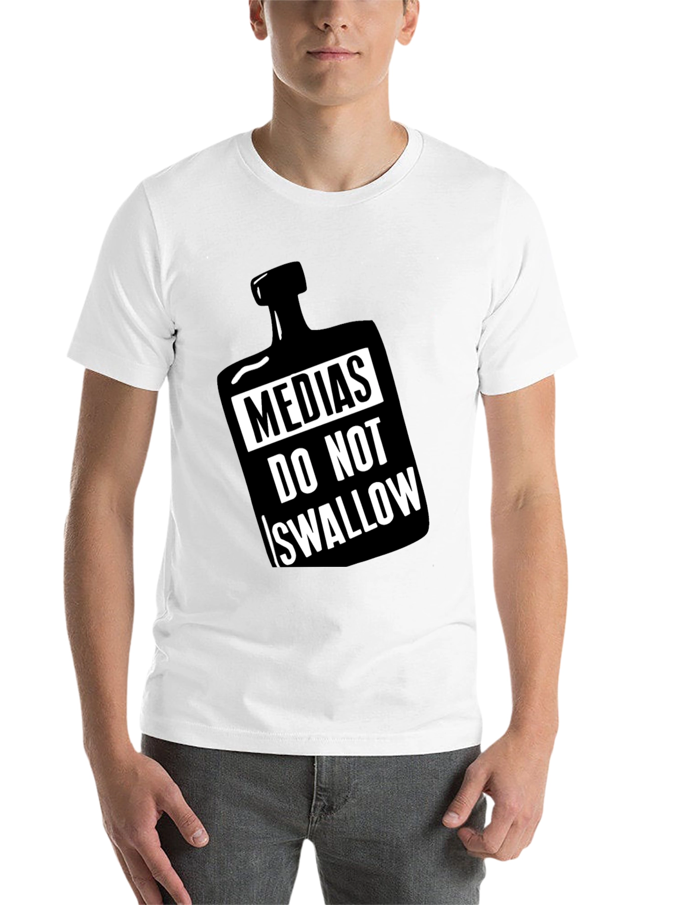 Black Medias Do Not Swallow Graphic Black T-Shirt view 14