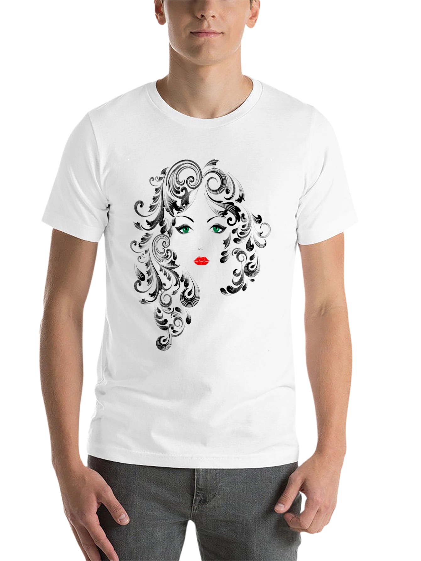Black Elegant Woman Face Graphic Black T-Shirt view 14