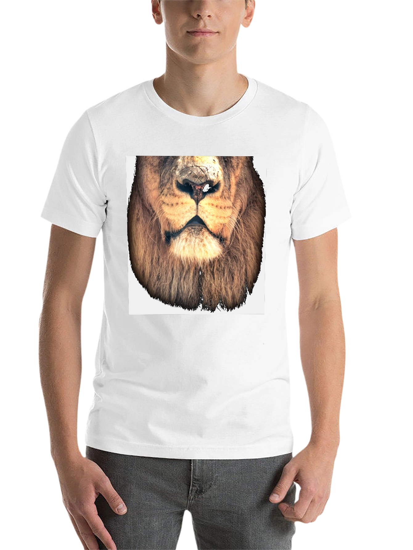 Black Lion Face Graphic Tee - Black Cotton T-Shirt view 14