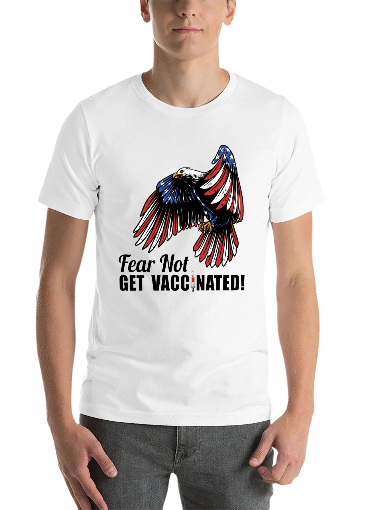 Black Fear Not Get Vaccinated Eagle Patriotic T-Shirt view 14