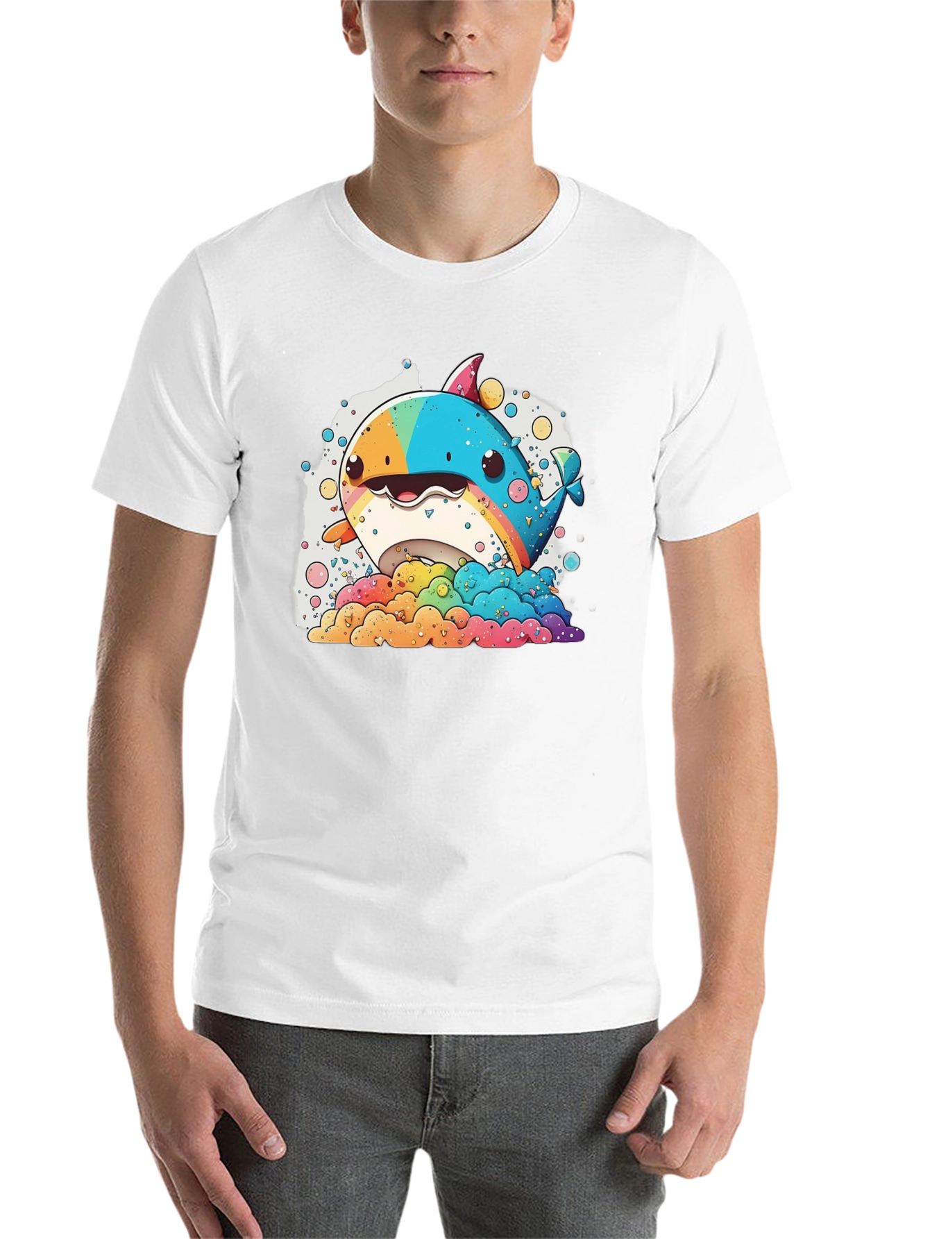 Black Rainbow Whale Graphic Tee - Fun & Colorful Design view 14