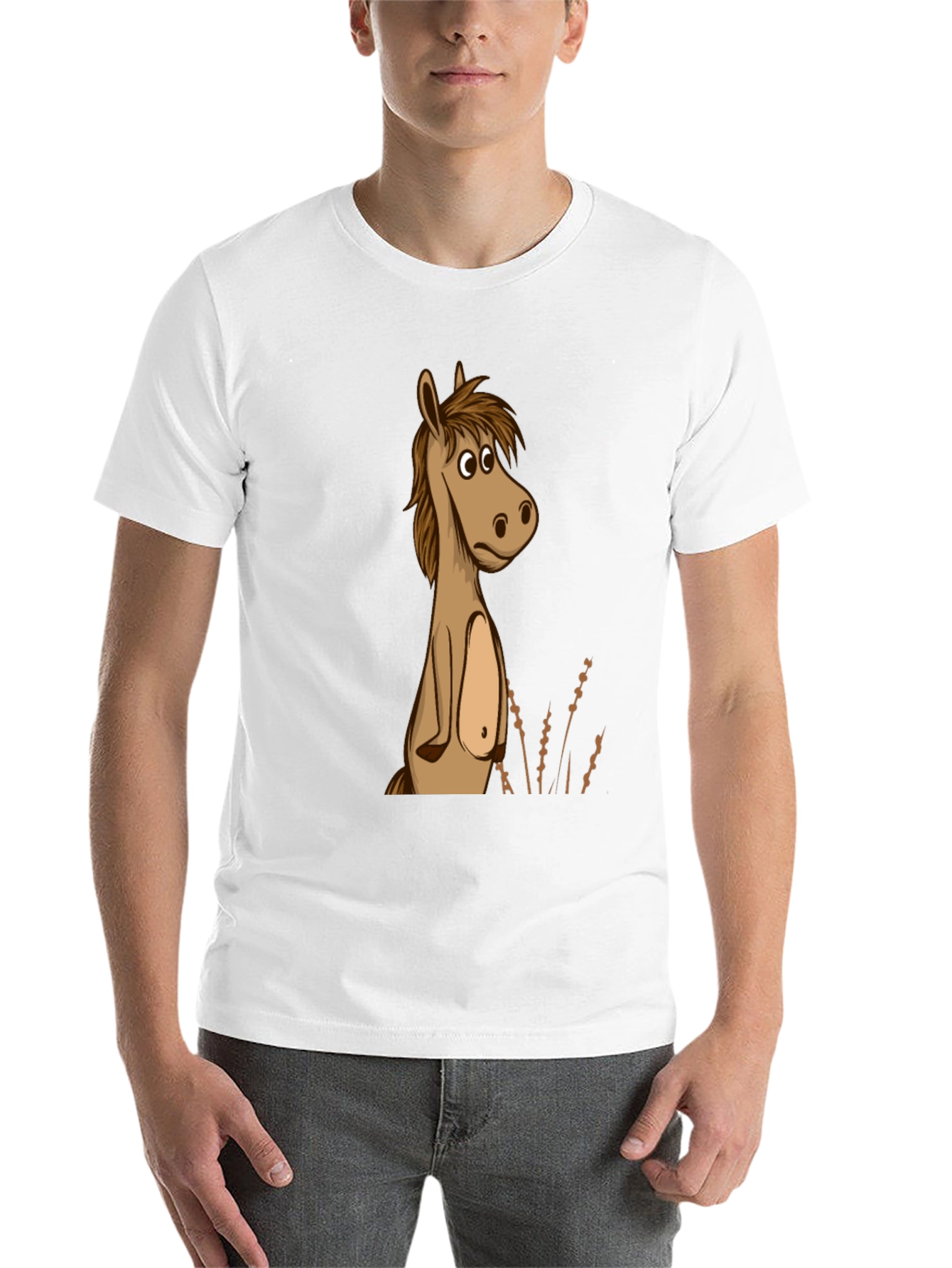 Black Funny Horse Cartoon Graphic Black T-Shirt view 14